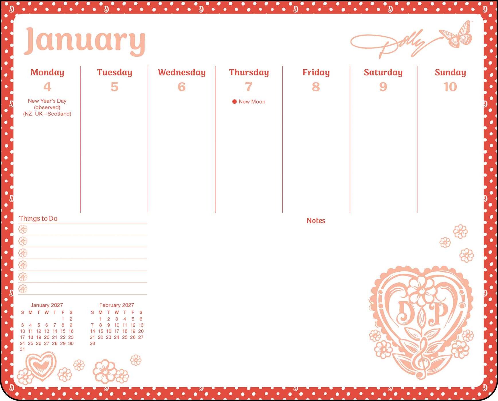 Dolly Parton 2027 Weekly Desk Pad Calendar