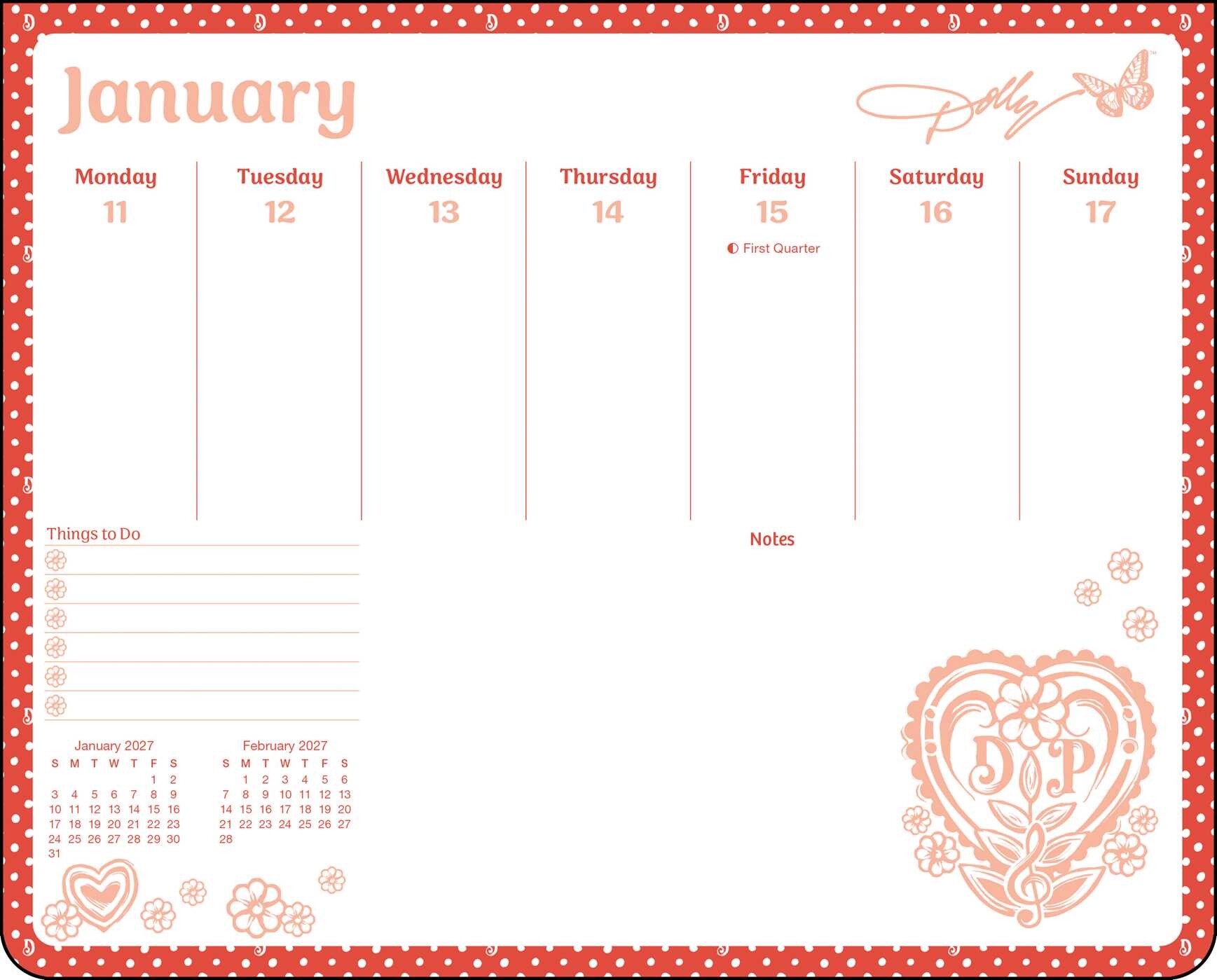 Dolly Parton 2027 Weekly Desk Pad Calendar