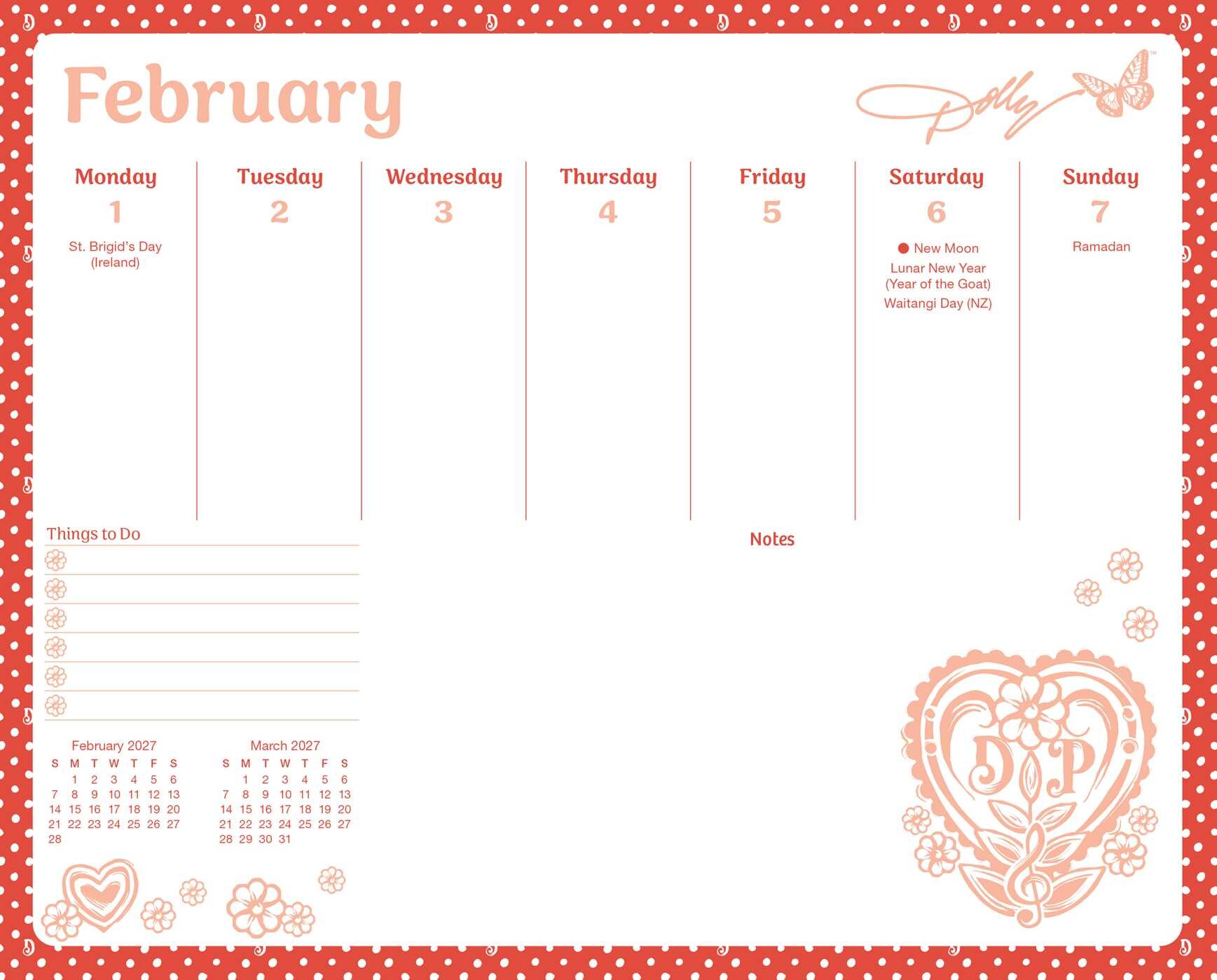 Dolly Parton 2027 Weekly Desk Pad Calendar
