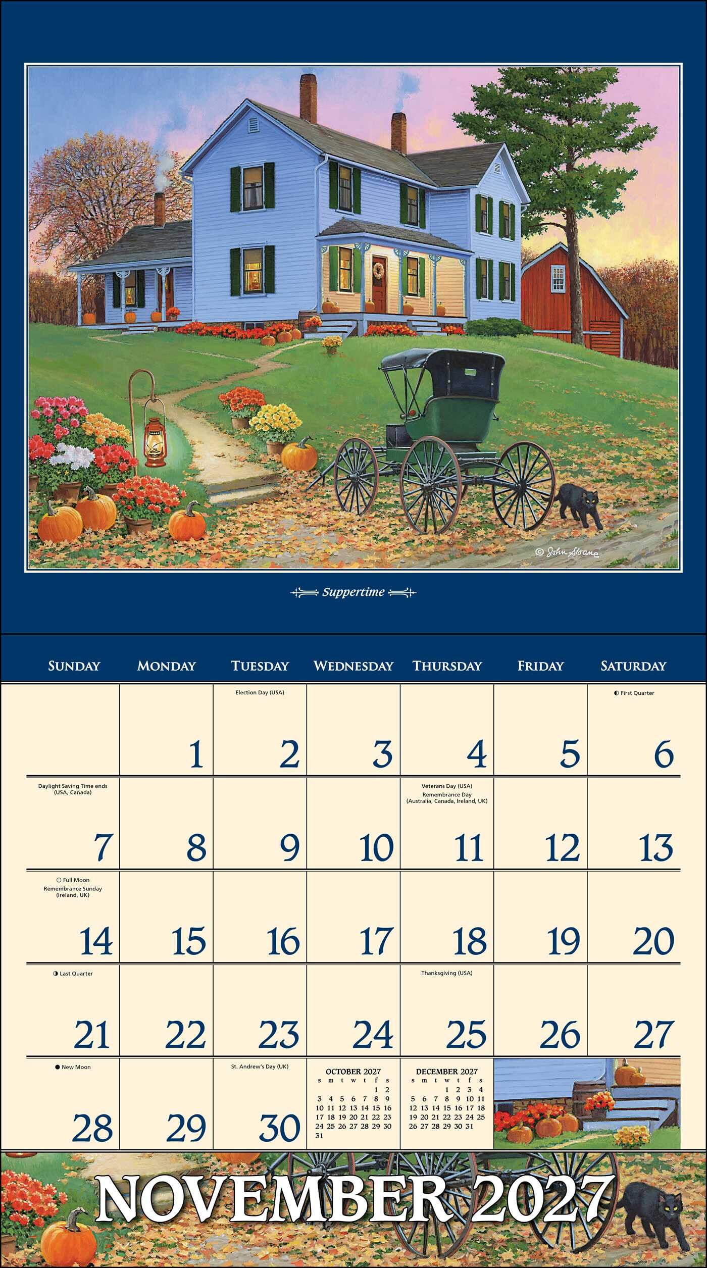 John Sloane's Country Seasons® 2027 Deluxe Wall Calendar