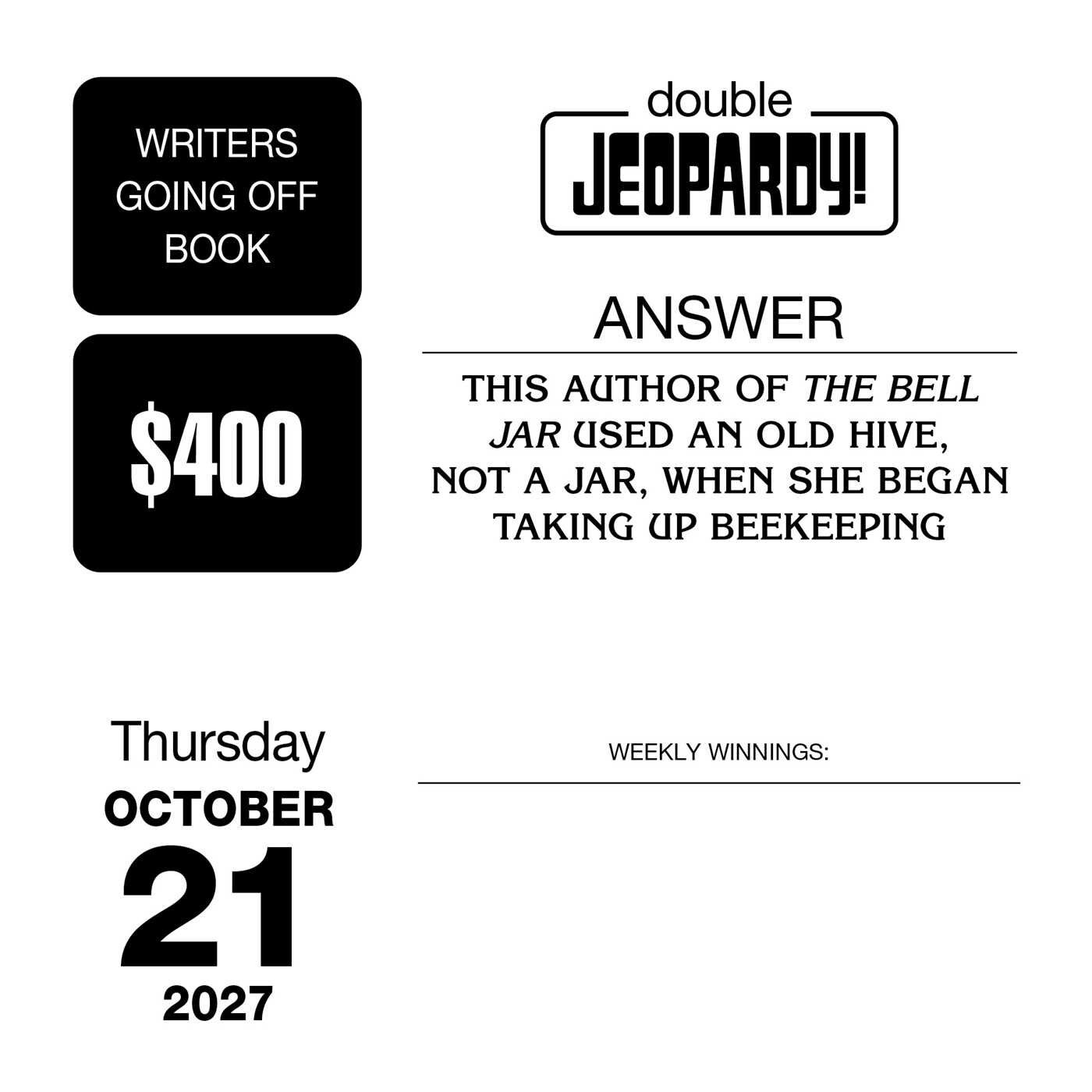 JEOPARDY! 2027 Day-to-Day Calendar