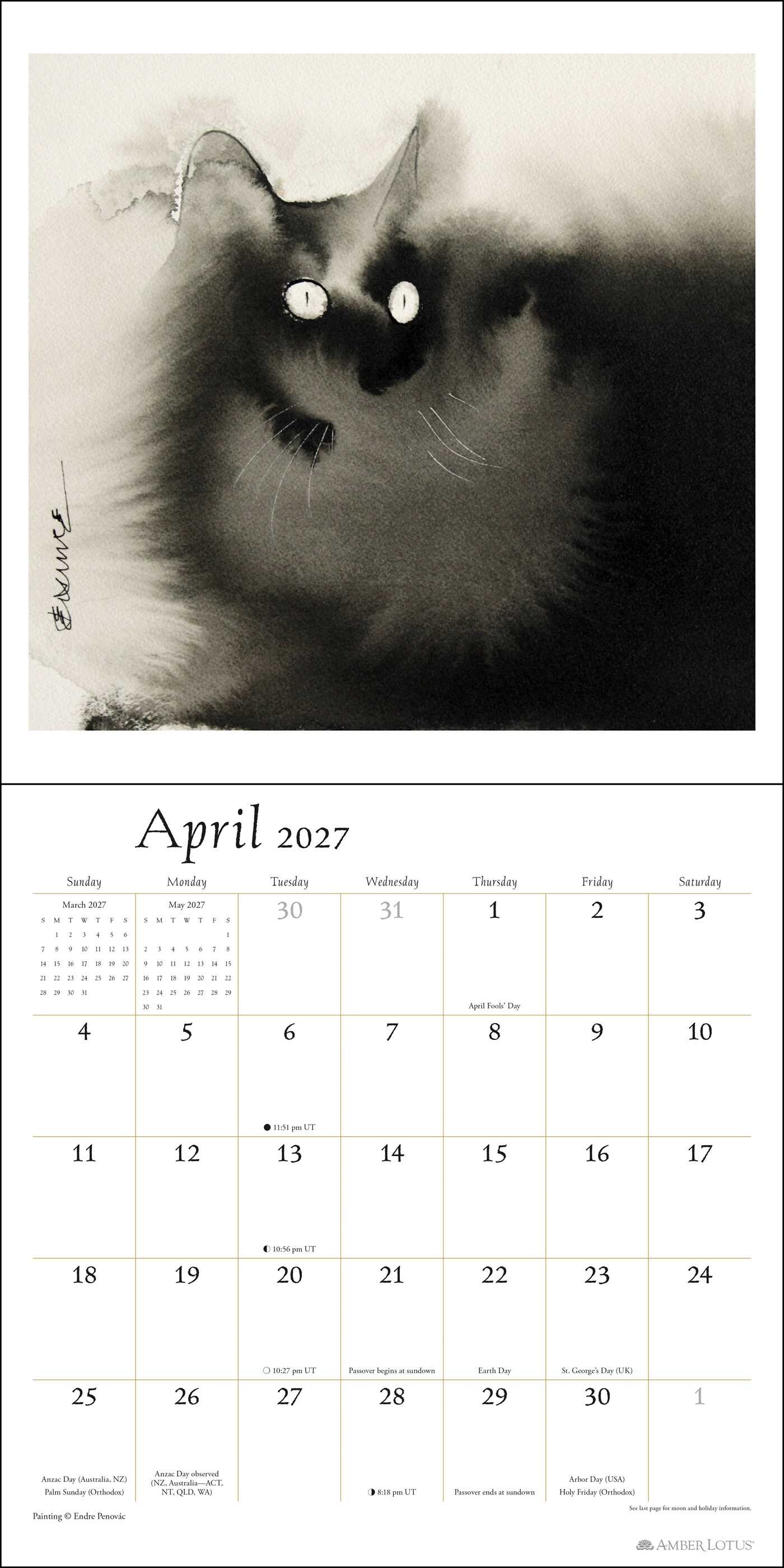Artful Cat 2027 Wall Calendar
