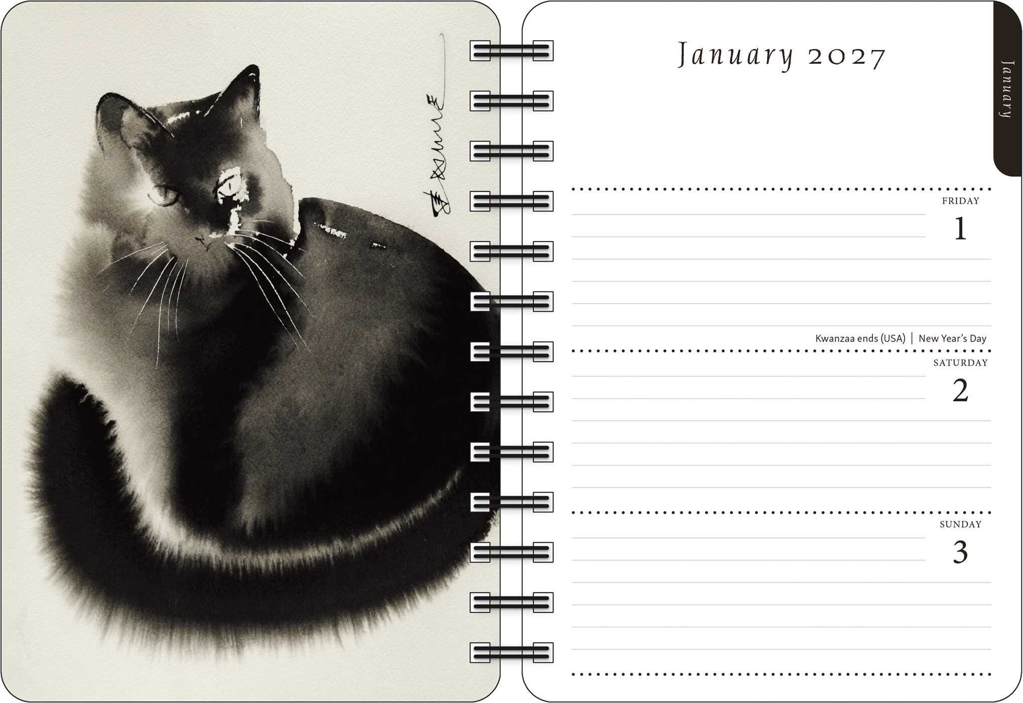 Artful Cat 2027 Weekly Planner Calendar