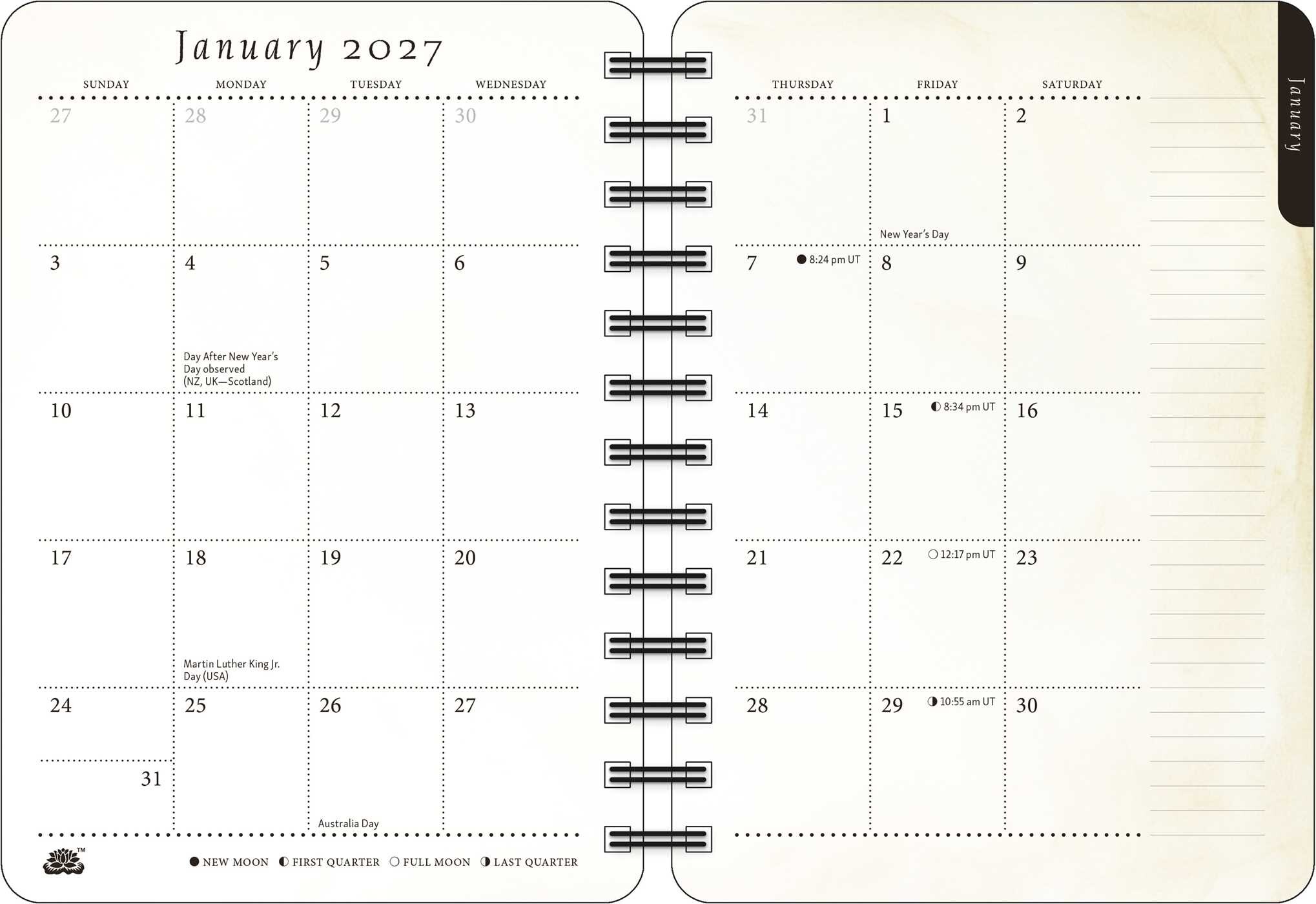 Artful Cat 2027 Weekly Planner Calendar