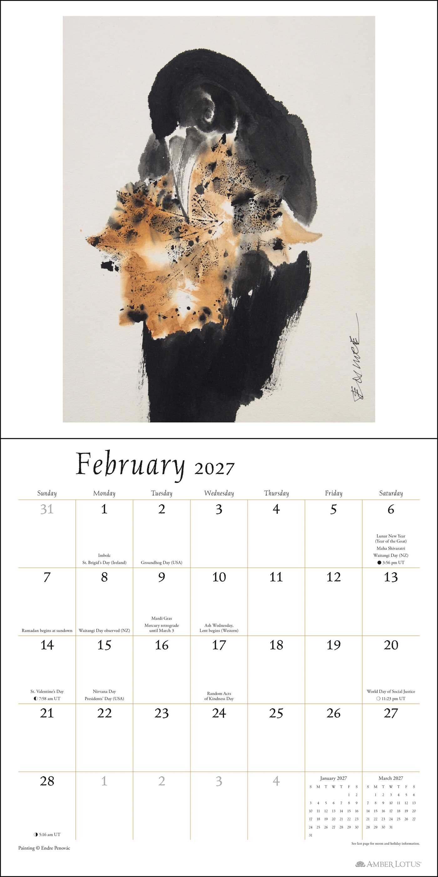 Artful Crow 2027 Wall Calendar