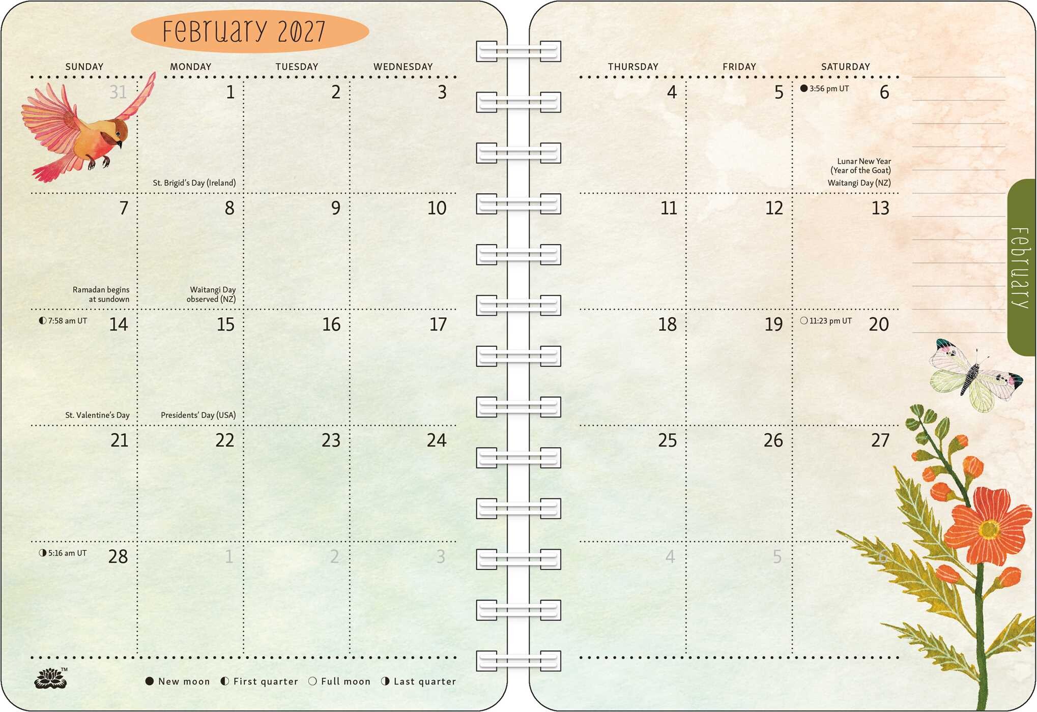 Birds of a Feather 2027 Weekly Planner Calendar