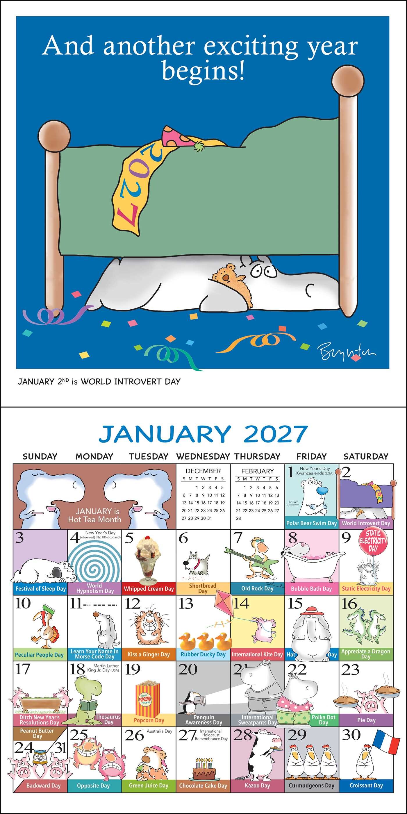 Sandra Boynton's Every Day's a Fabulous Holiday 2027 Wall Calendar