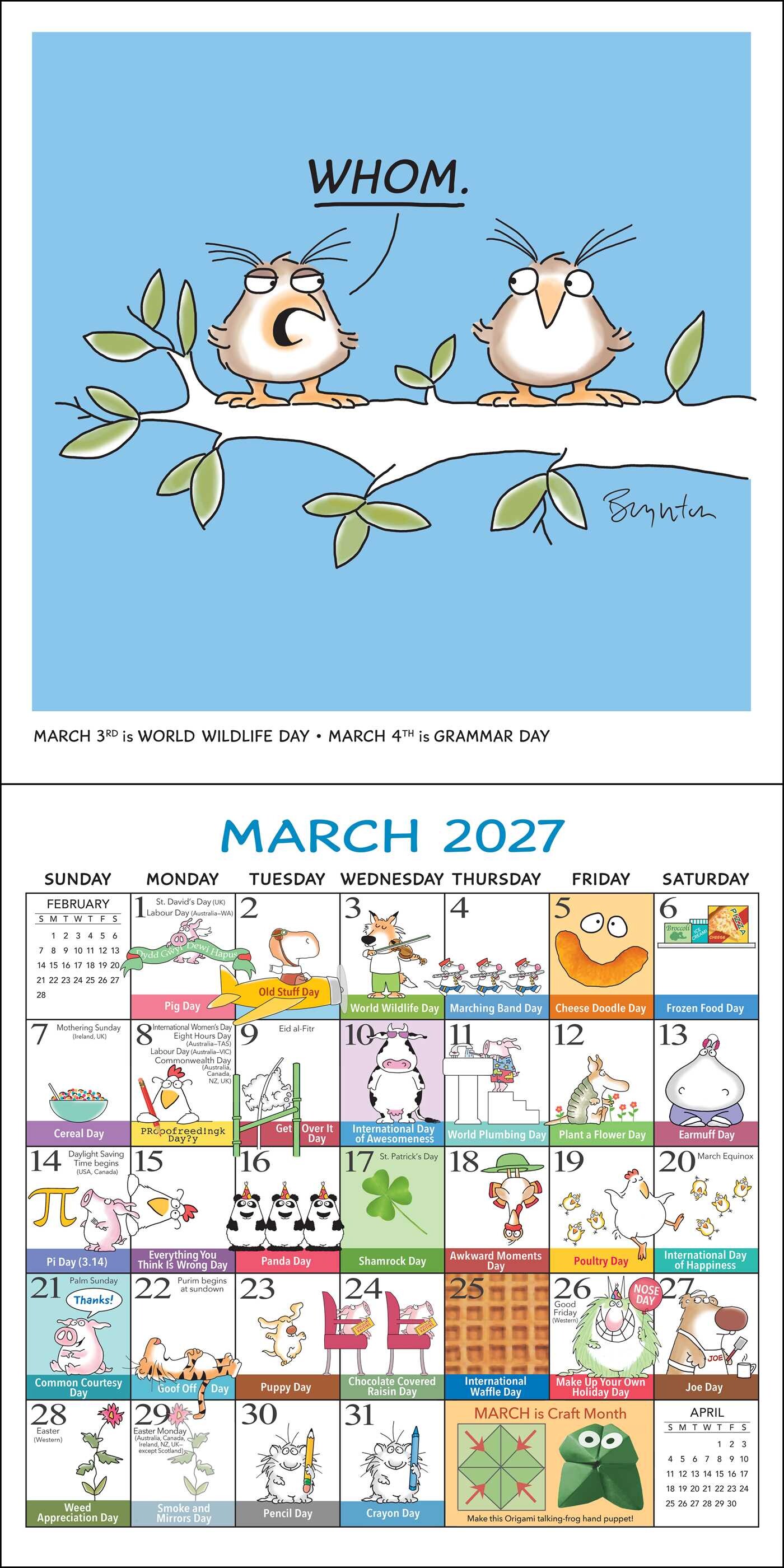 Sandra Boynton's Every Day's a Fabulous Holiday 2027 Wall Calendar