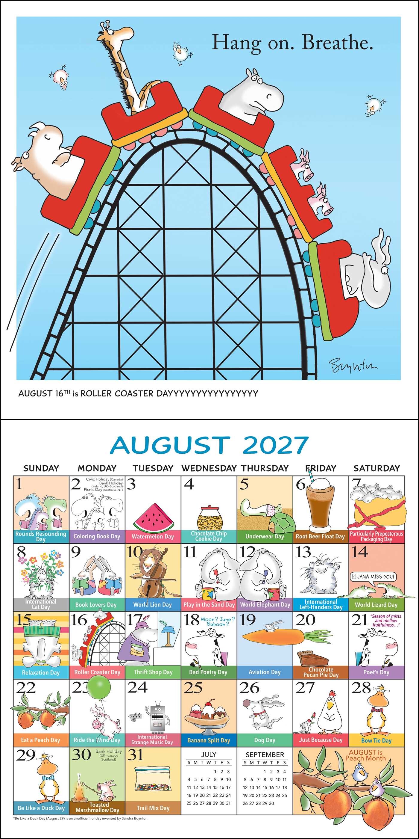 Sandra Boynton's Every Day's a Fabulous Holiday 2027 Wall Calendar