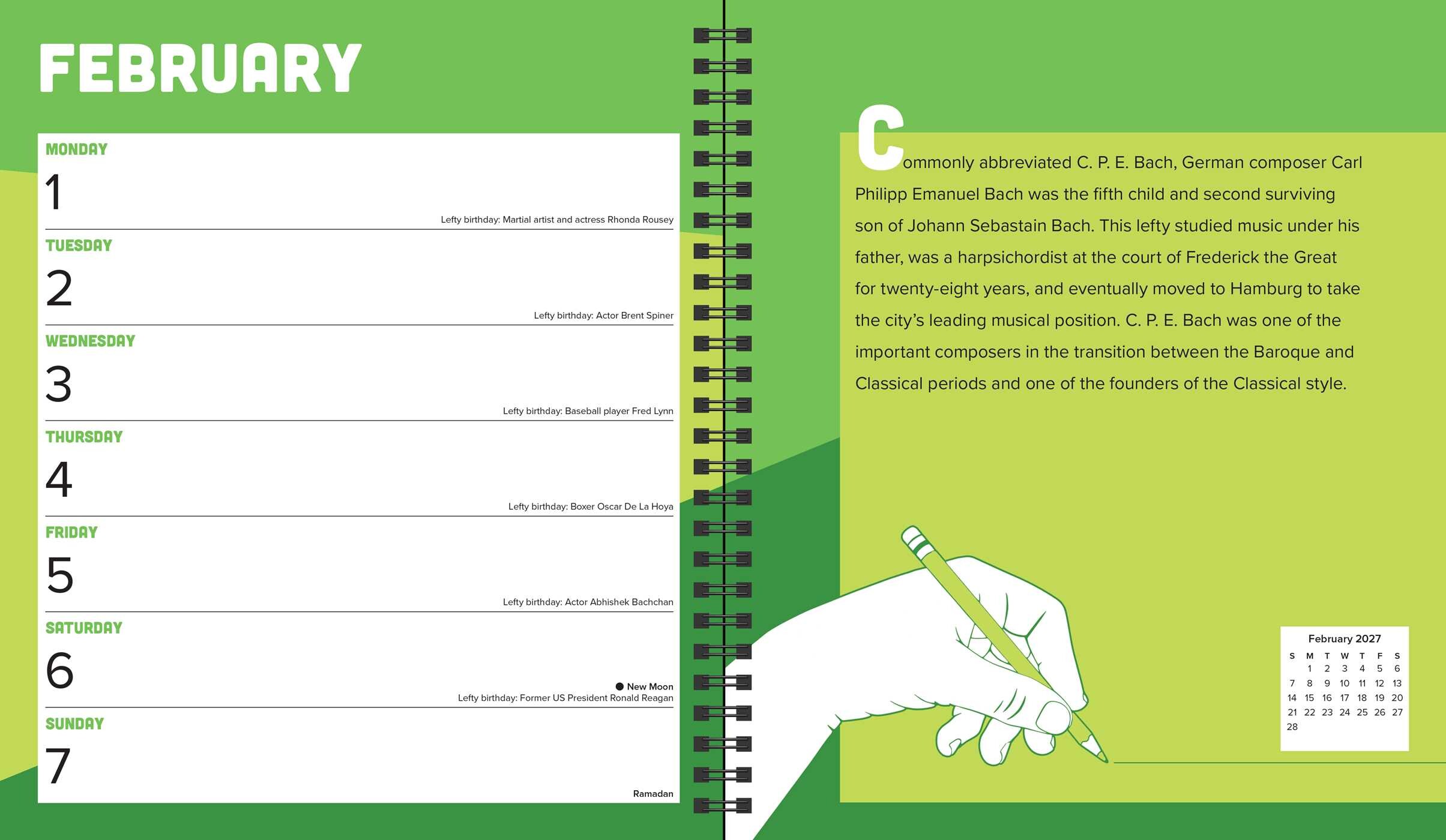 Left-Hander's 2027 Weekly Planner Calendar