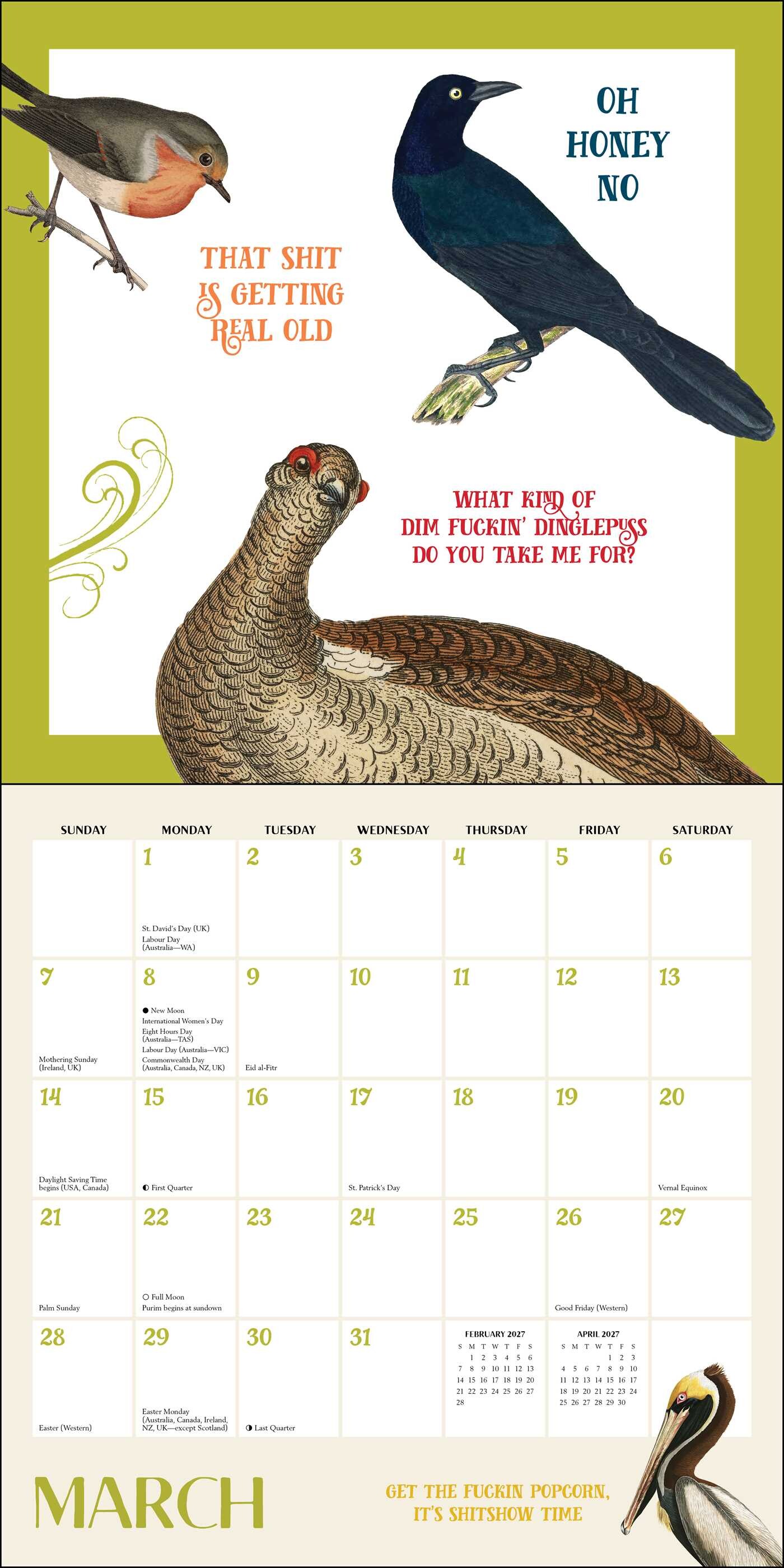 Effin' Birds 2027 Wall Calendar