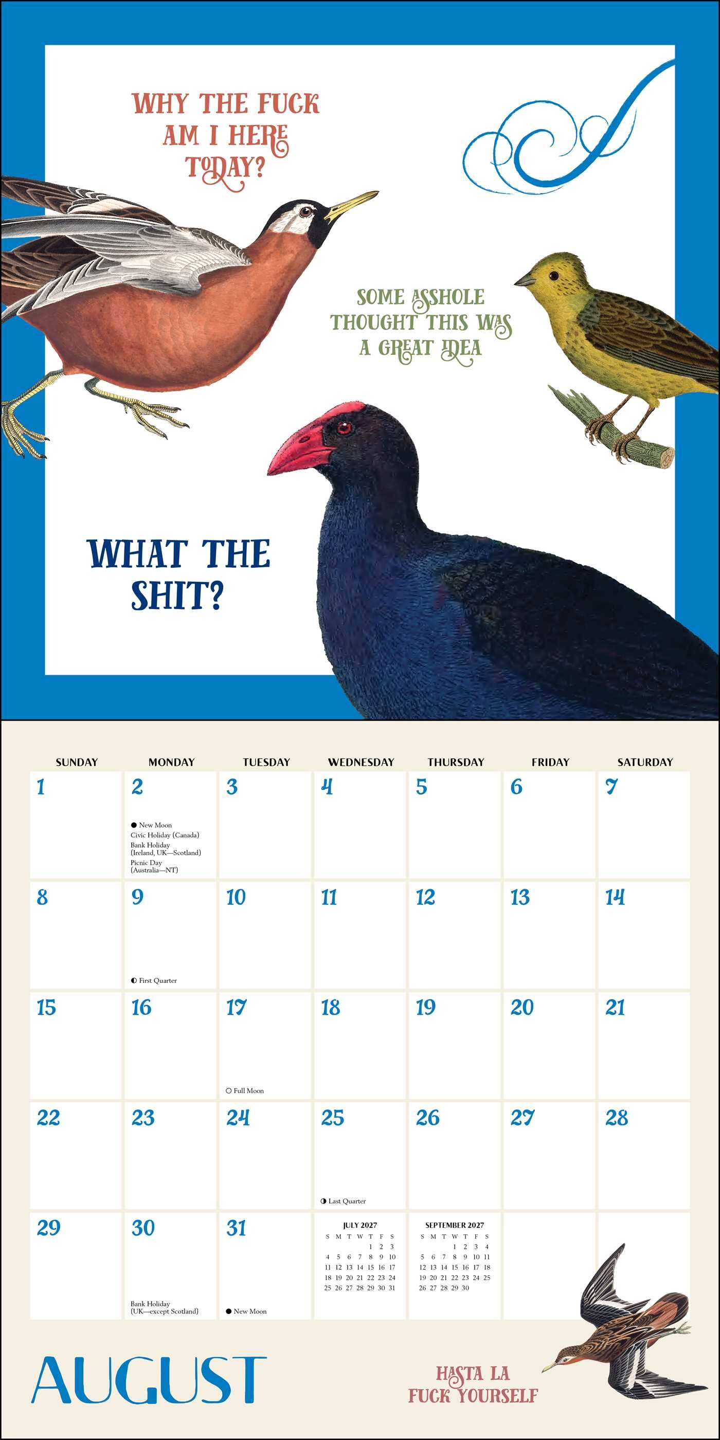Effin' Birds 2027 Wall Calendar