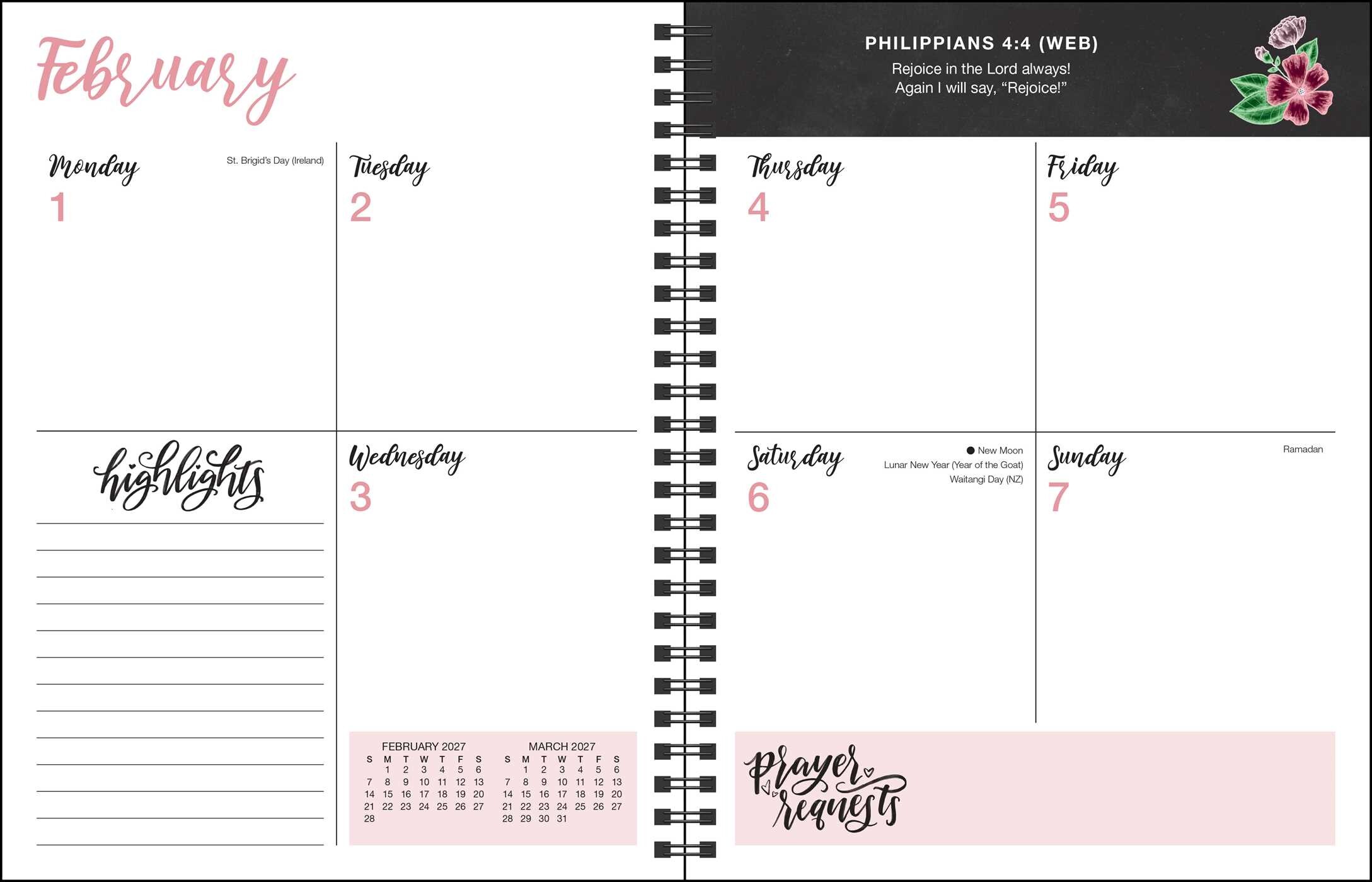 Prayer Journal for Women 2027 Monthly/Weekly Planner Calendar