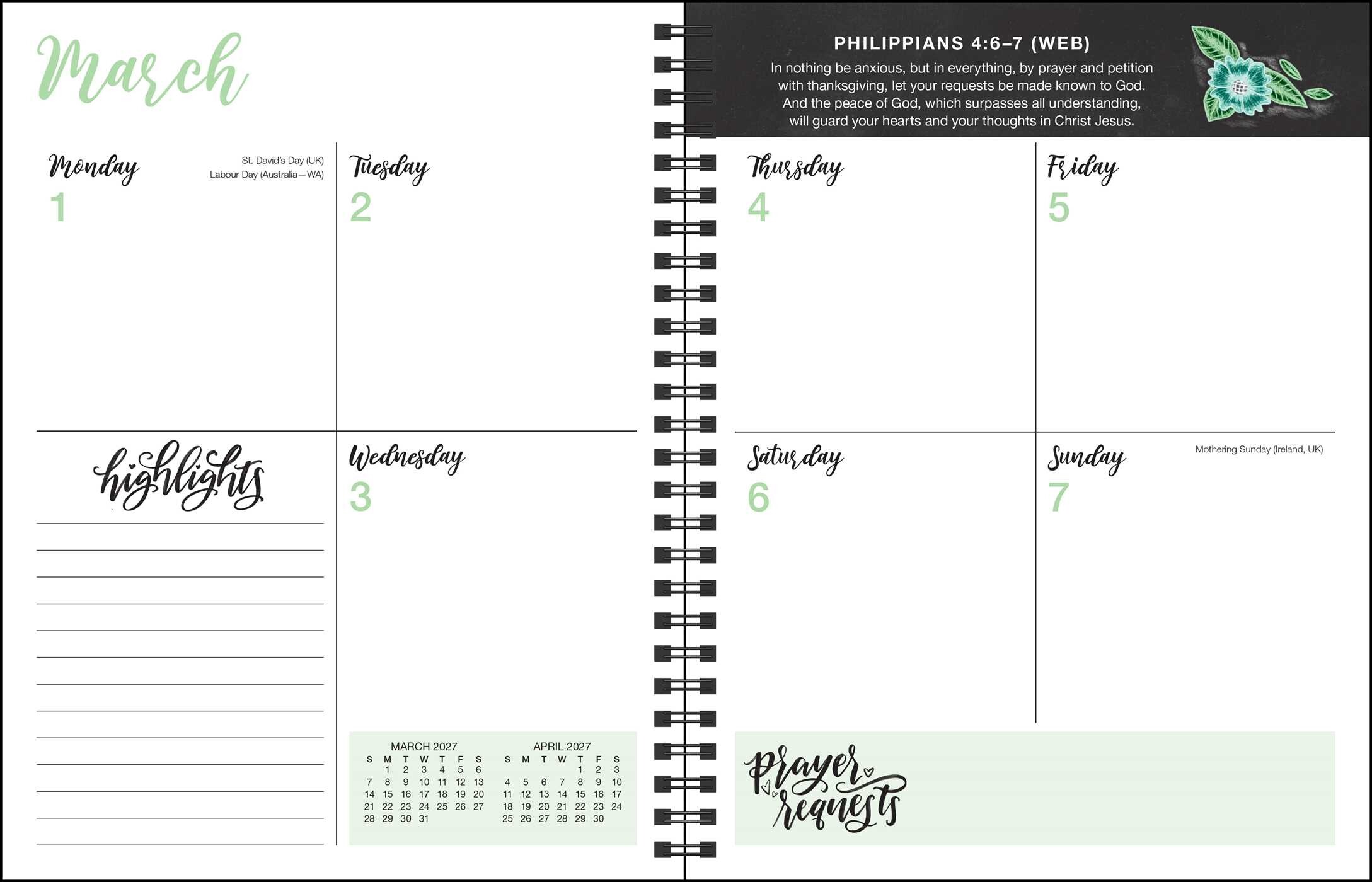 Prayer Journal for Women 2027 Monthly/Weekly Planner Calendar