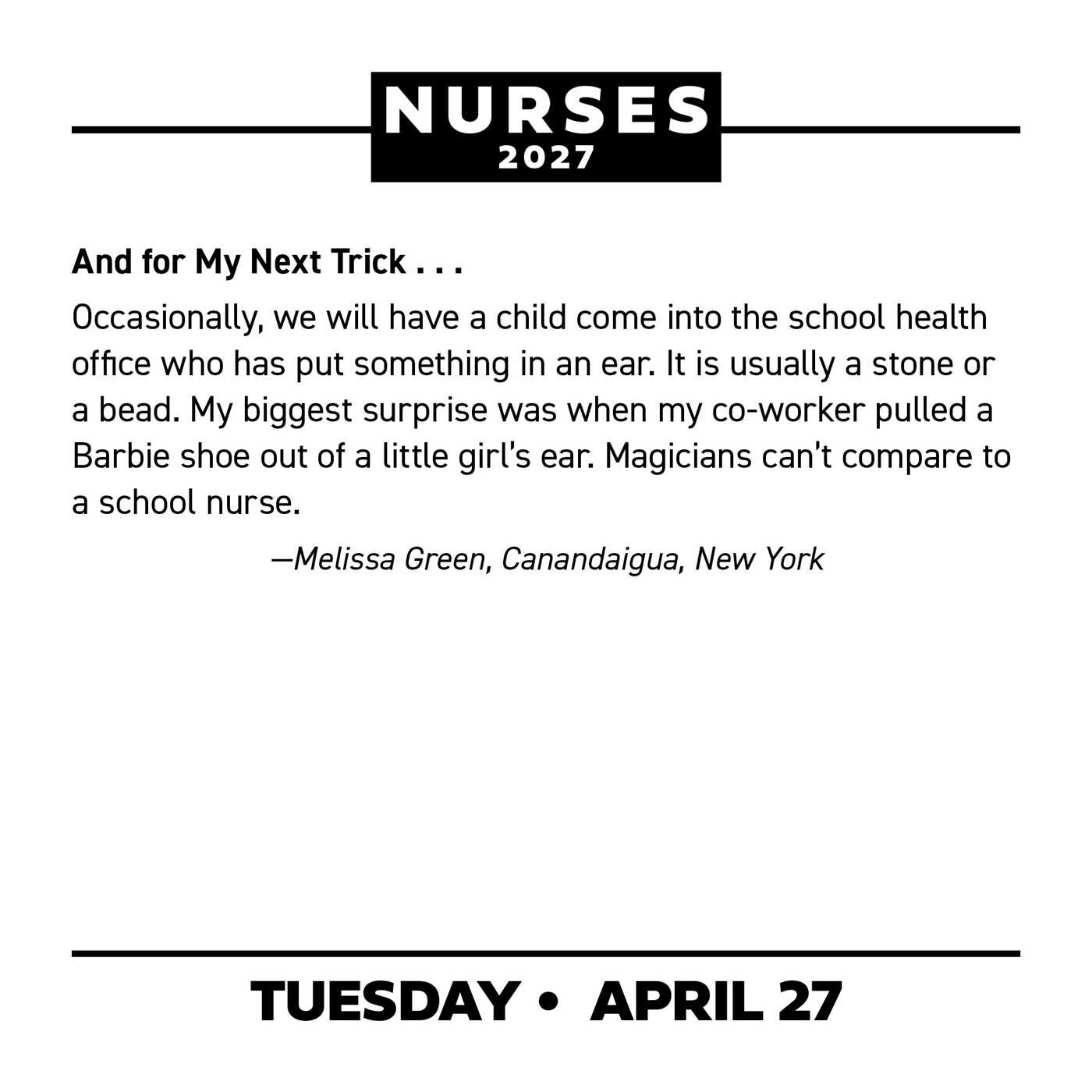 Nurses 2027 Day-to-Day Calendar