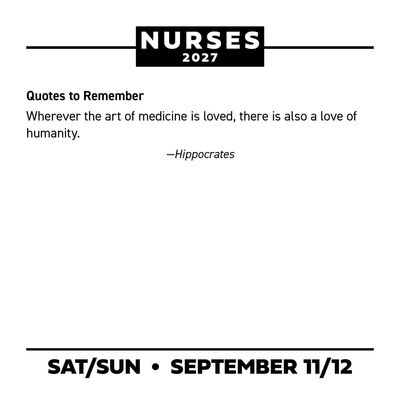 Nurses 2027 Day-to-Day Calendar