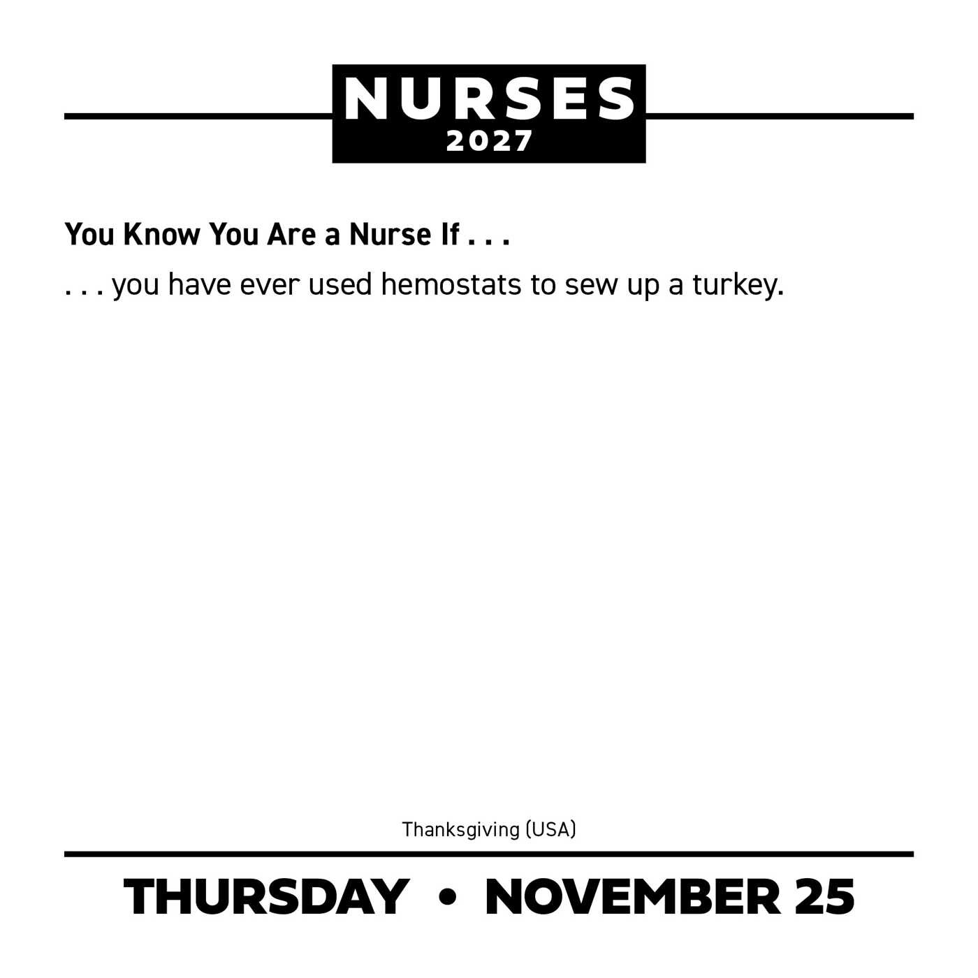 Nurses 2027 Day-to-Day Calendar