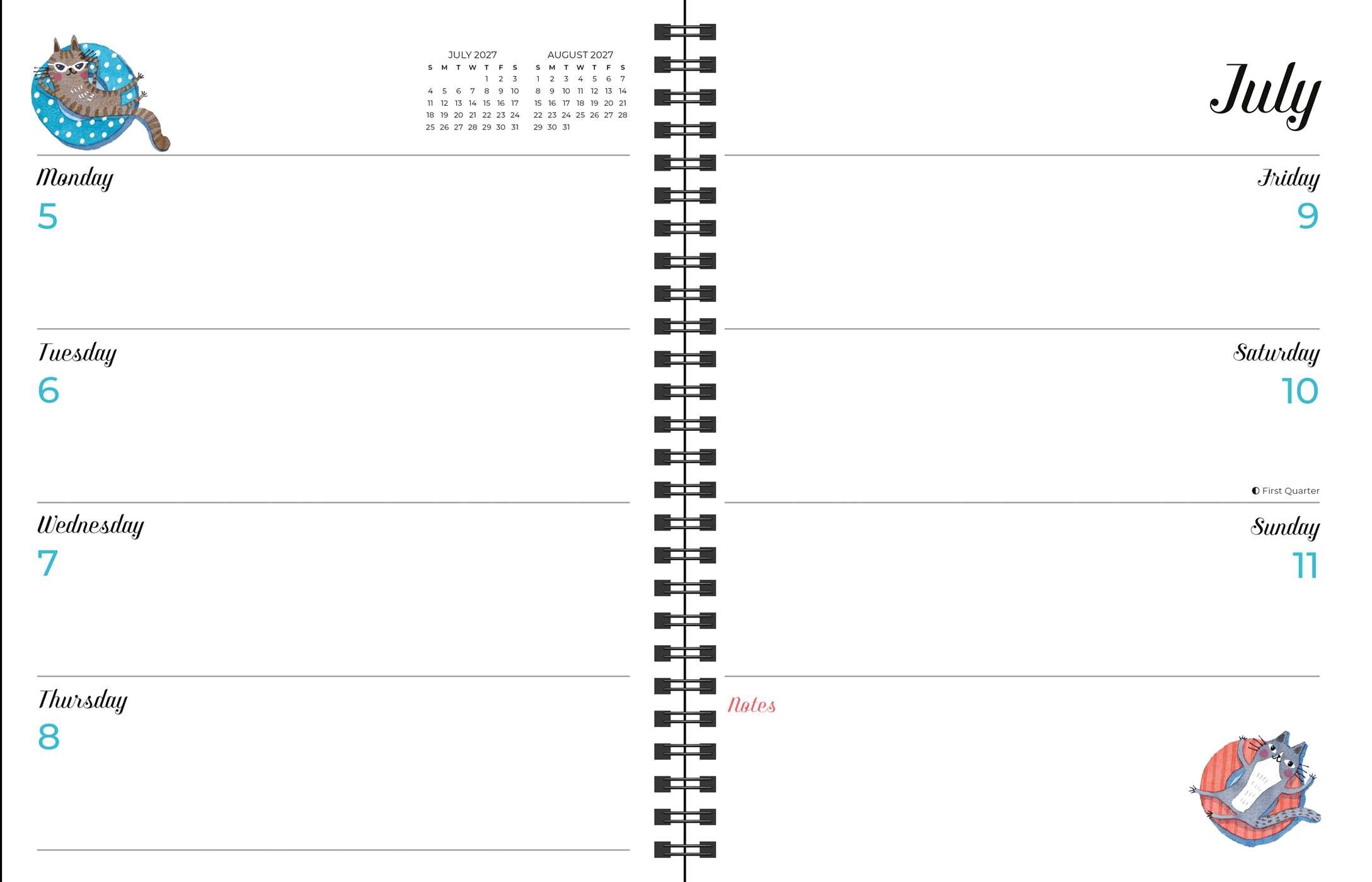 Feline 2027 Monthly/Weekly Planner Calendar
