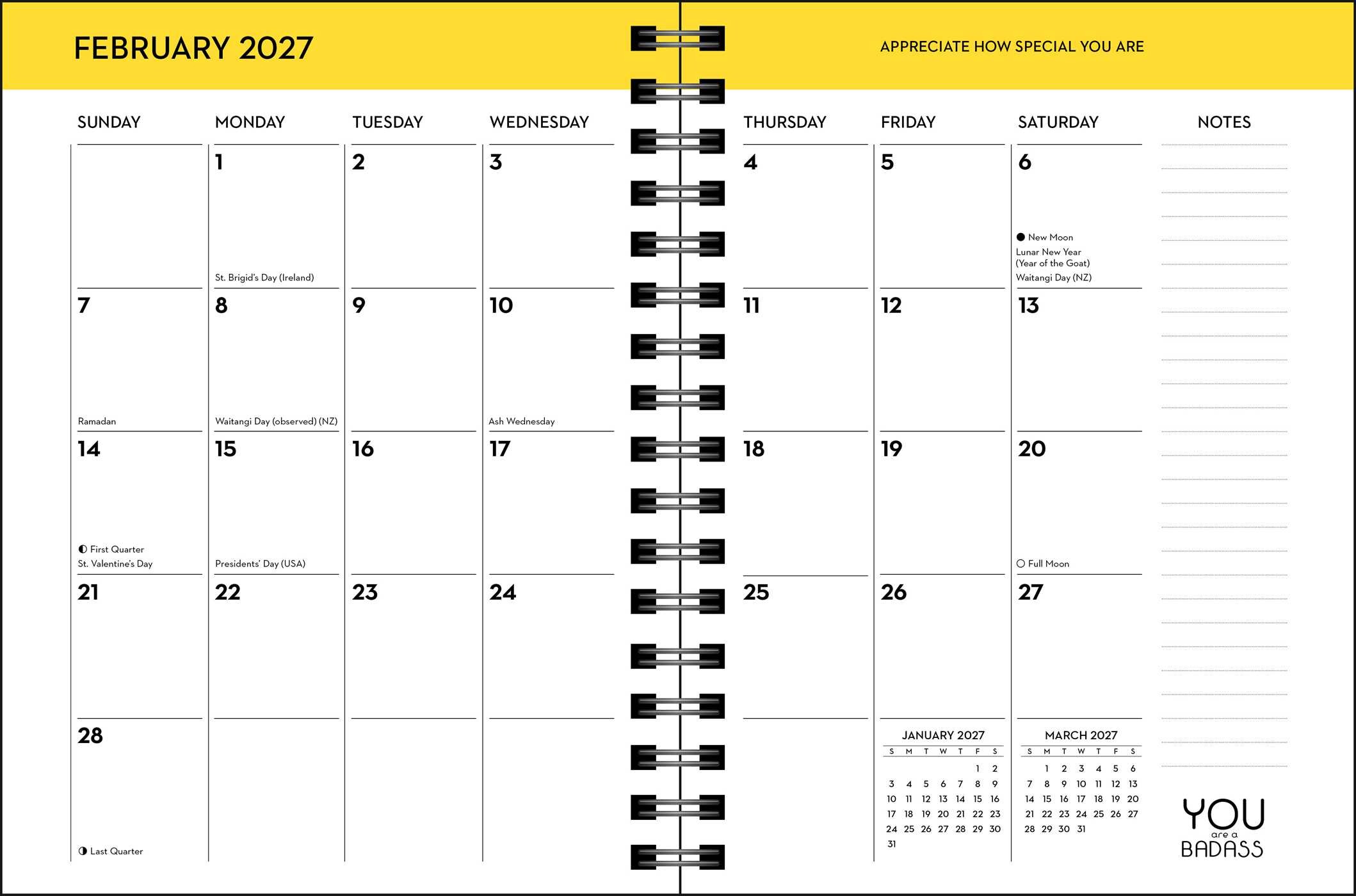 You Are a Badass Deluxe Organizer 17-Month 2026-2027 Weekly/Monthly Planner