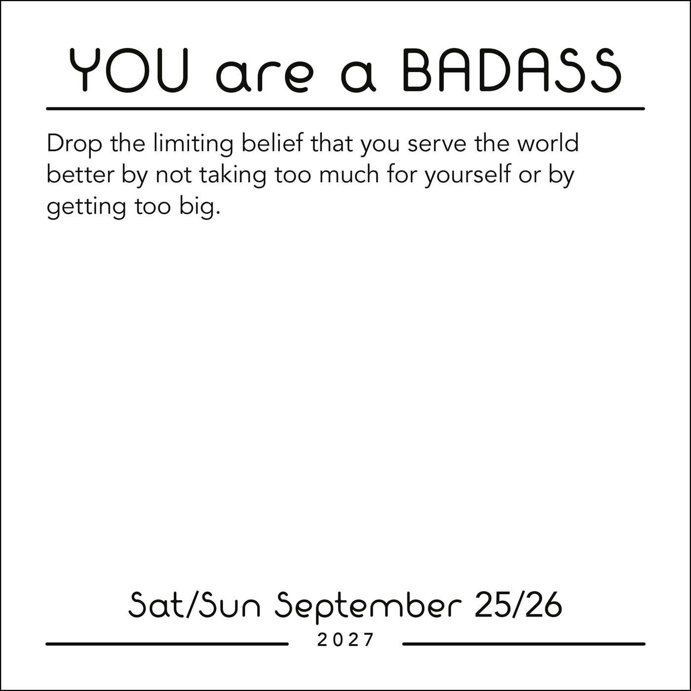 You Are a Badass 2027 Day-to-Day Calendar