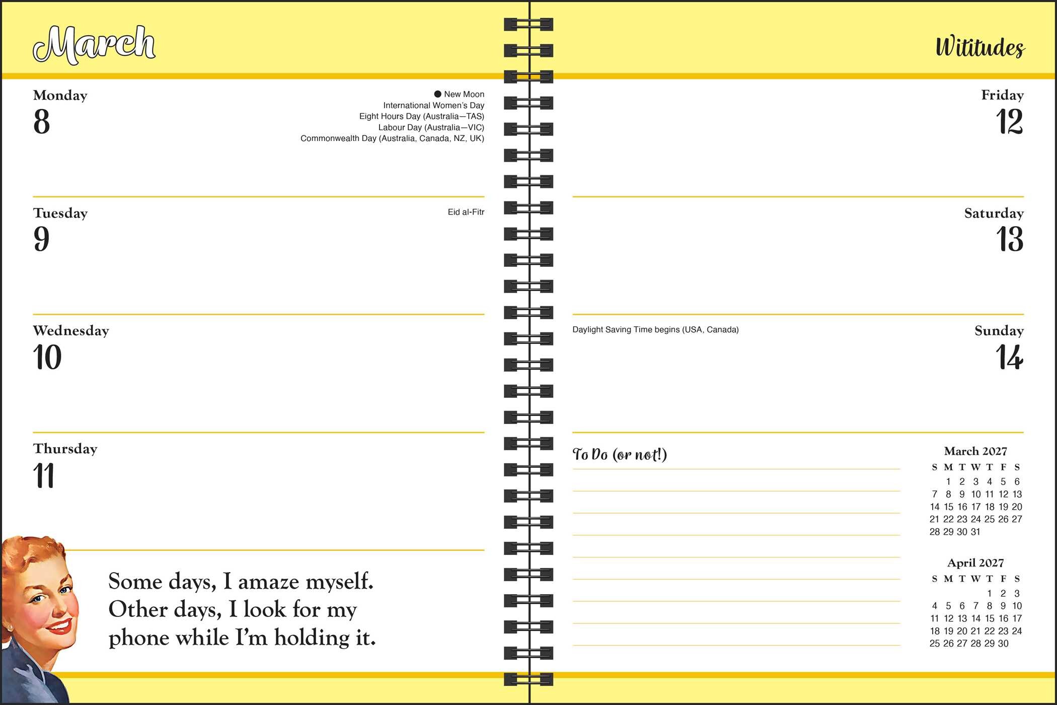 Wititudes 12-Month 2027 Monthly/Weekly Planner Calendar