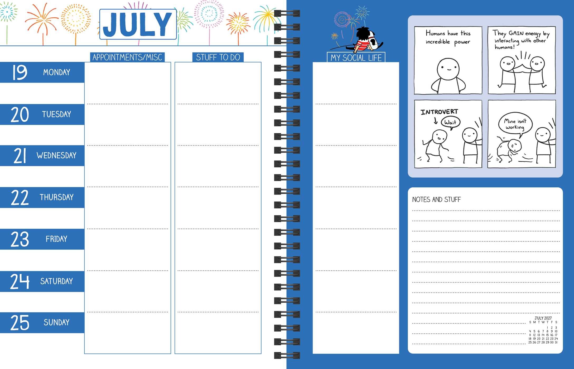 Sarah's Scribbles 2027 Monthly/Weekly Planner Calendar