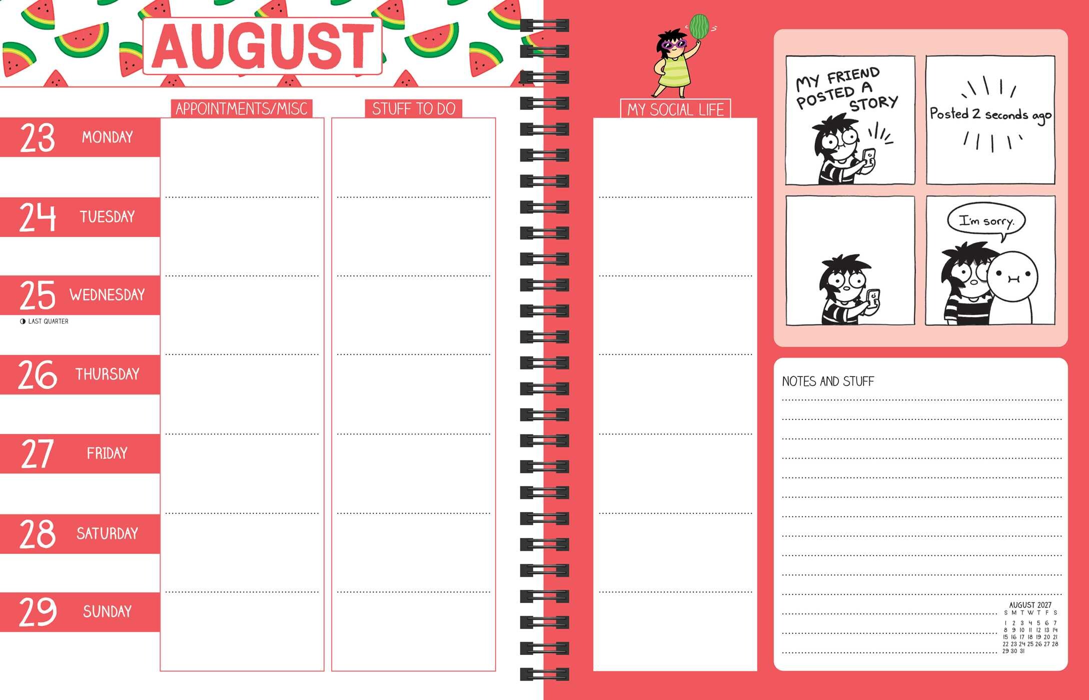 Sarah's Scribbles 2027 Monthly/Weekly Planner Calendar