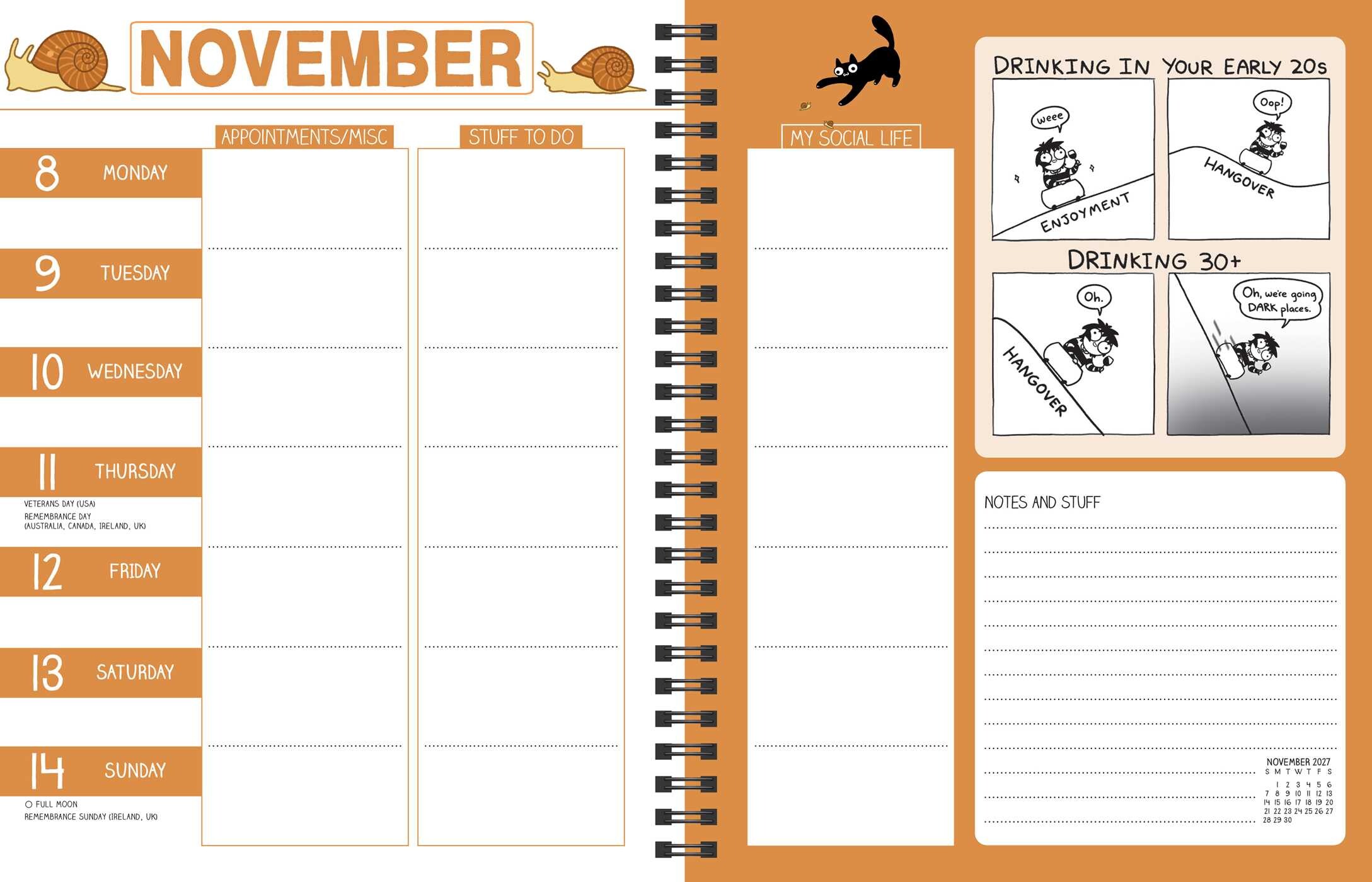 Sarah's Scribbles 2027 Monthly/Weekly Planner Calendar