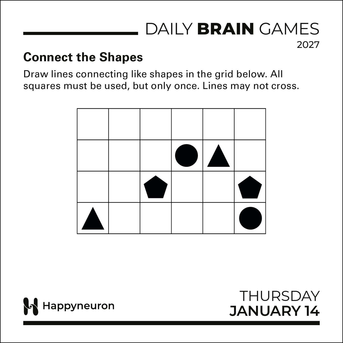 Daily Brain Games 2027 Day-to-Day Calendar