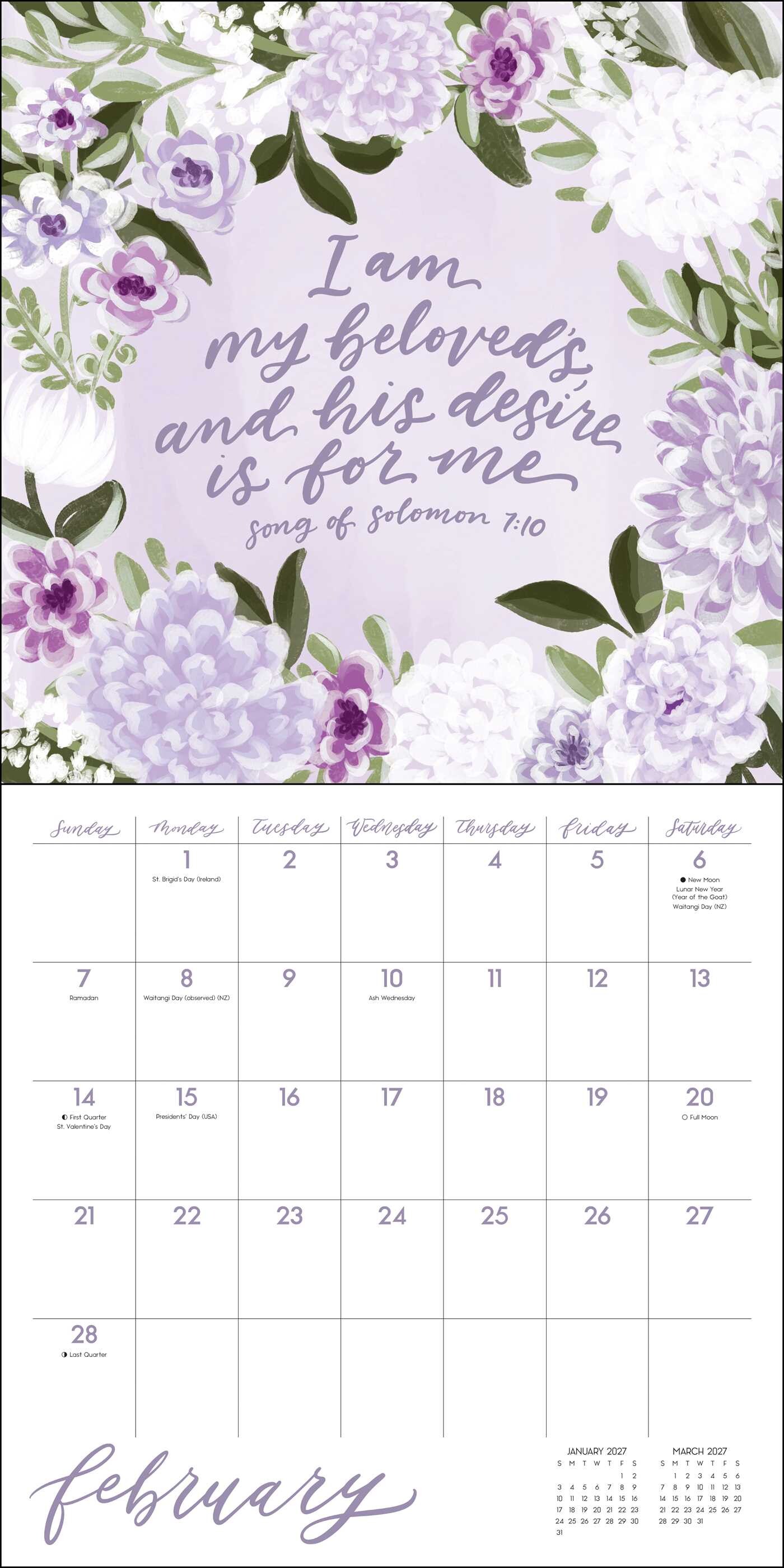 Scriptures and Florals 2027 Wall Calendar