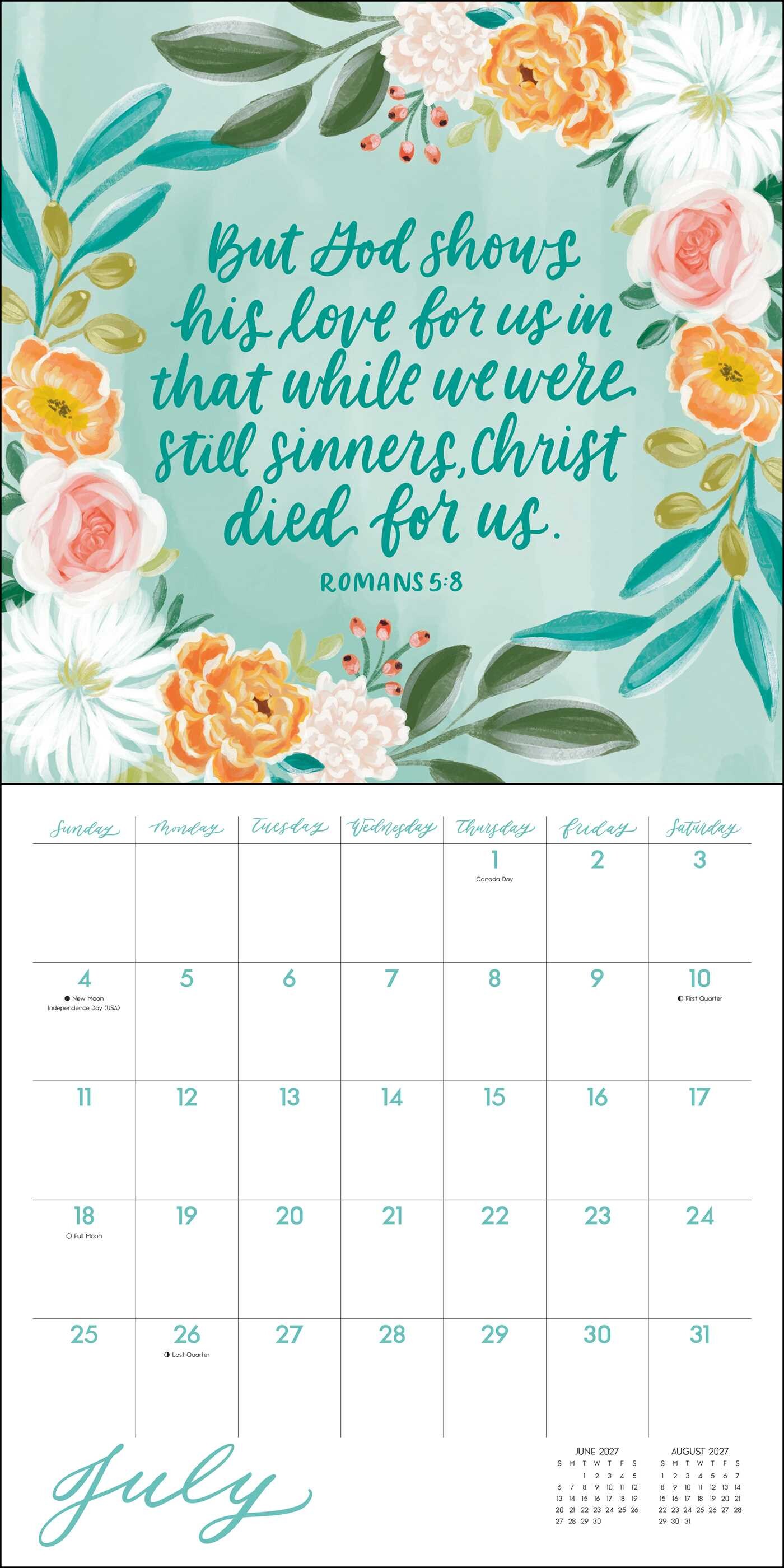 Scriptures and Florals 2027 Wall Calendar