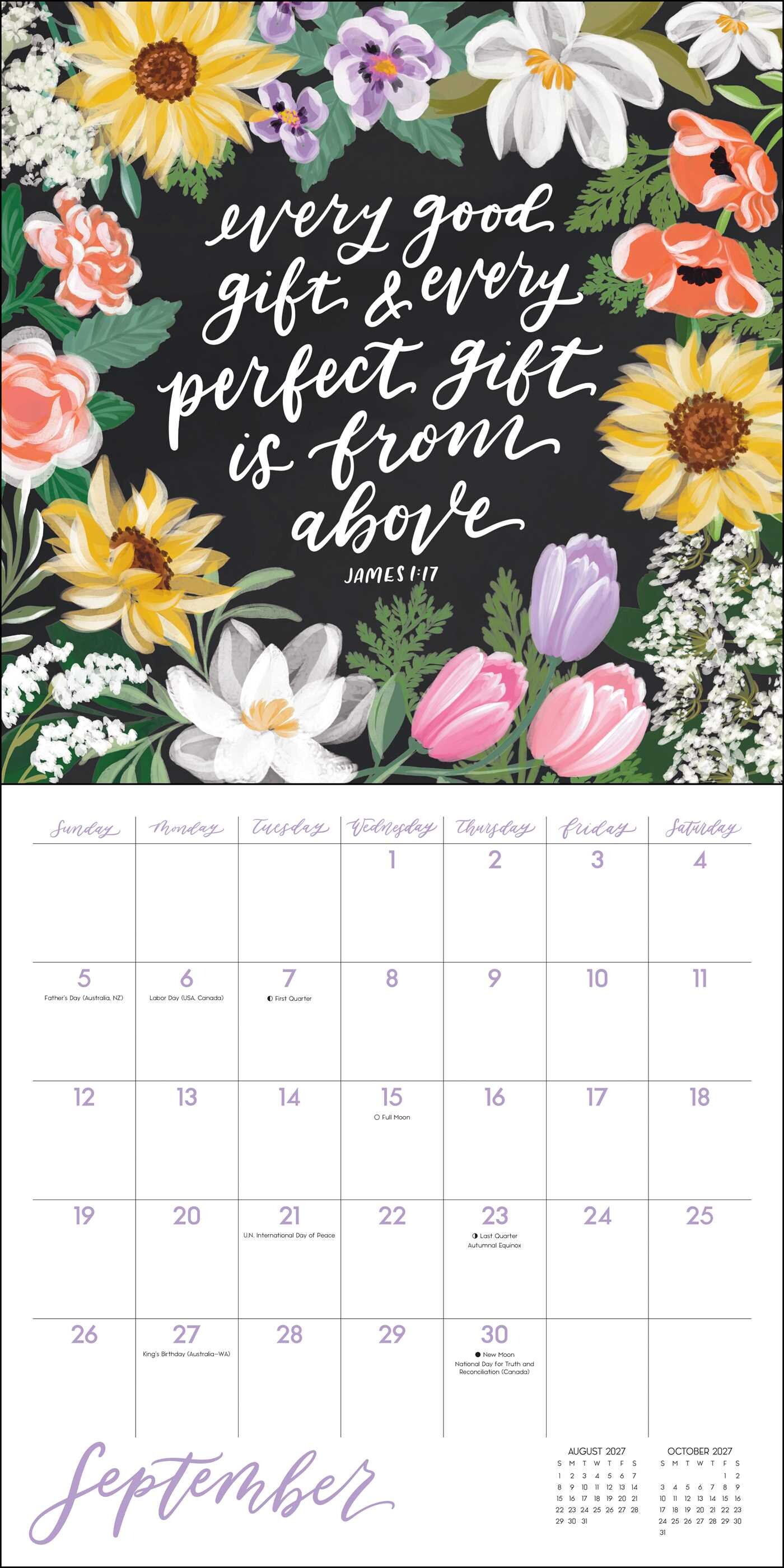 Scriptures and Florals 2027 Wall Calendar