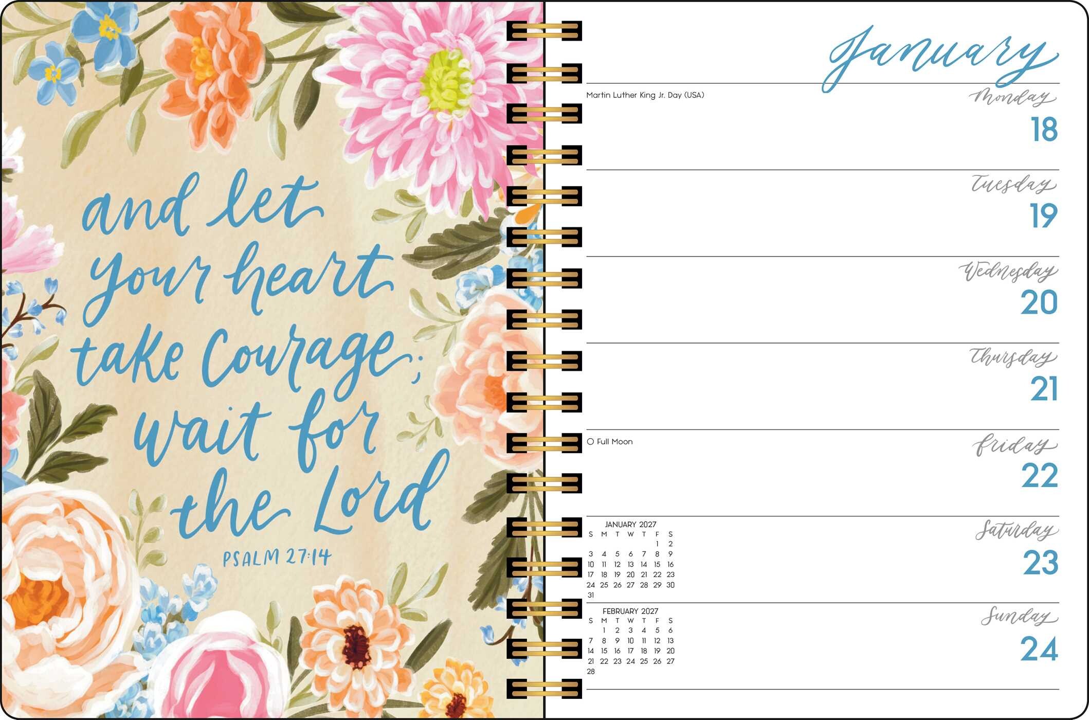 Scriptures and Florals 2027 Monthly/Weekly Planner Calendar