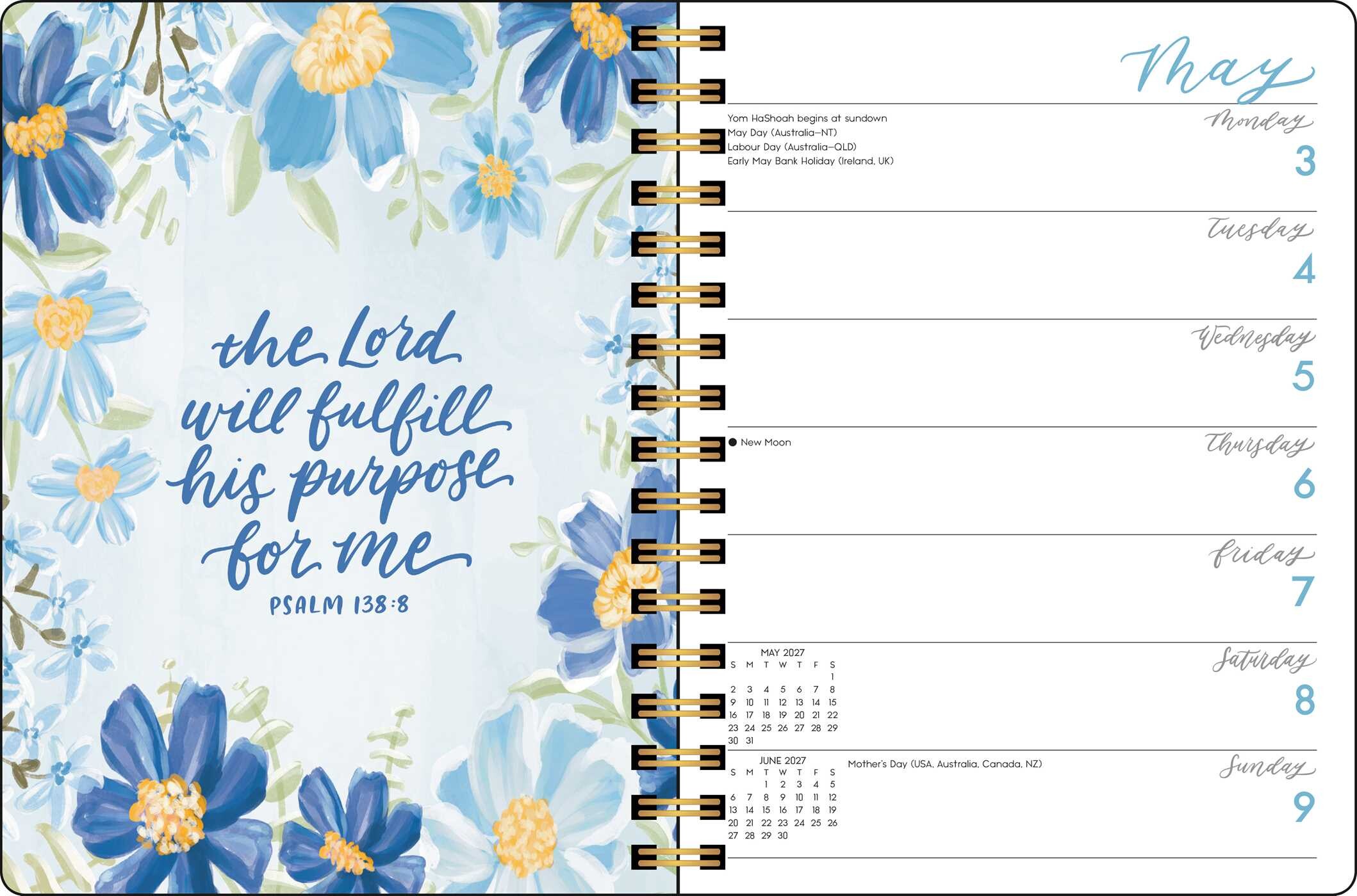 Scriptures and Florals 2027 Monthly/Weekly Planner Calendar