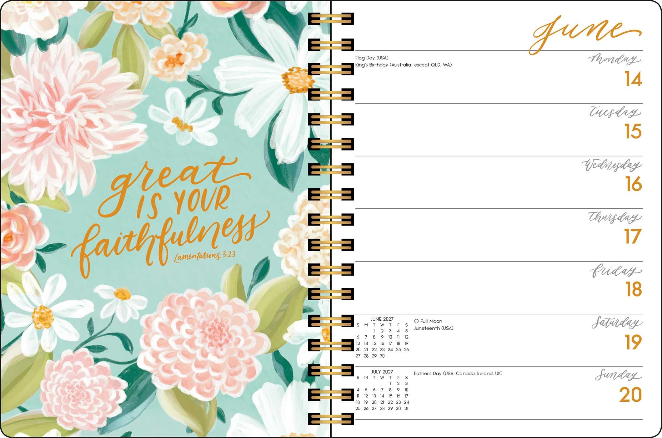 Scriptures and Florals 2027 Monthly/Weekly Planner Calendar