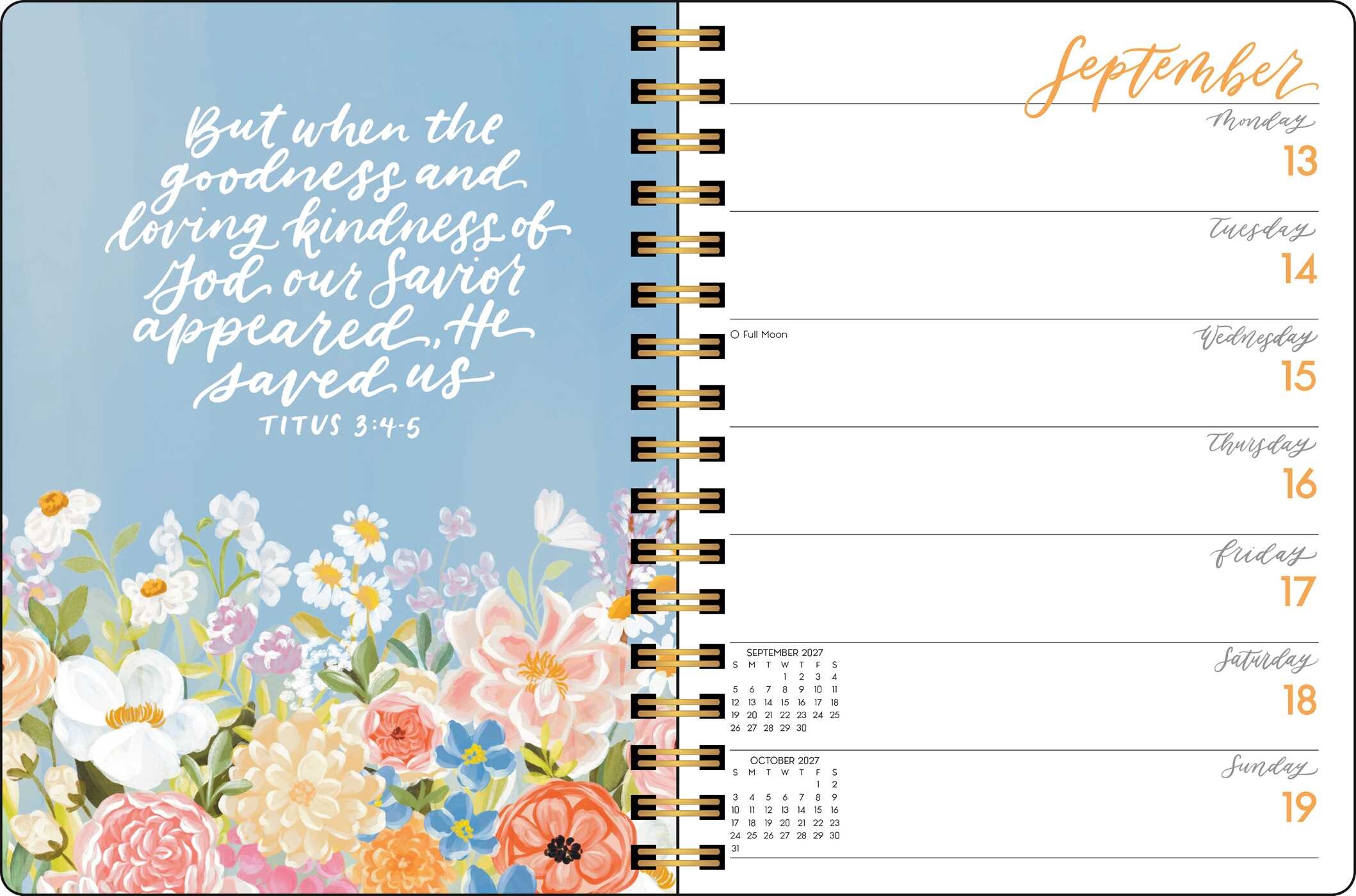 Scriptures and Florals 2027 Monthly/Weekly Planner Calendar