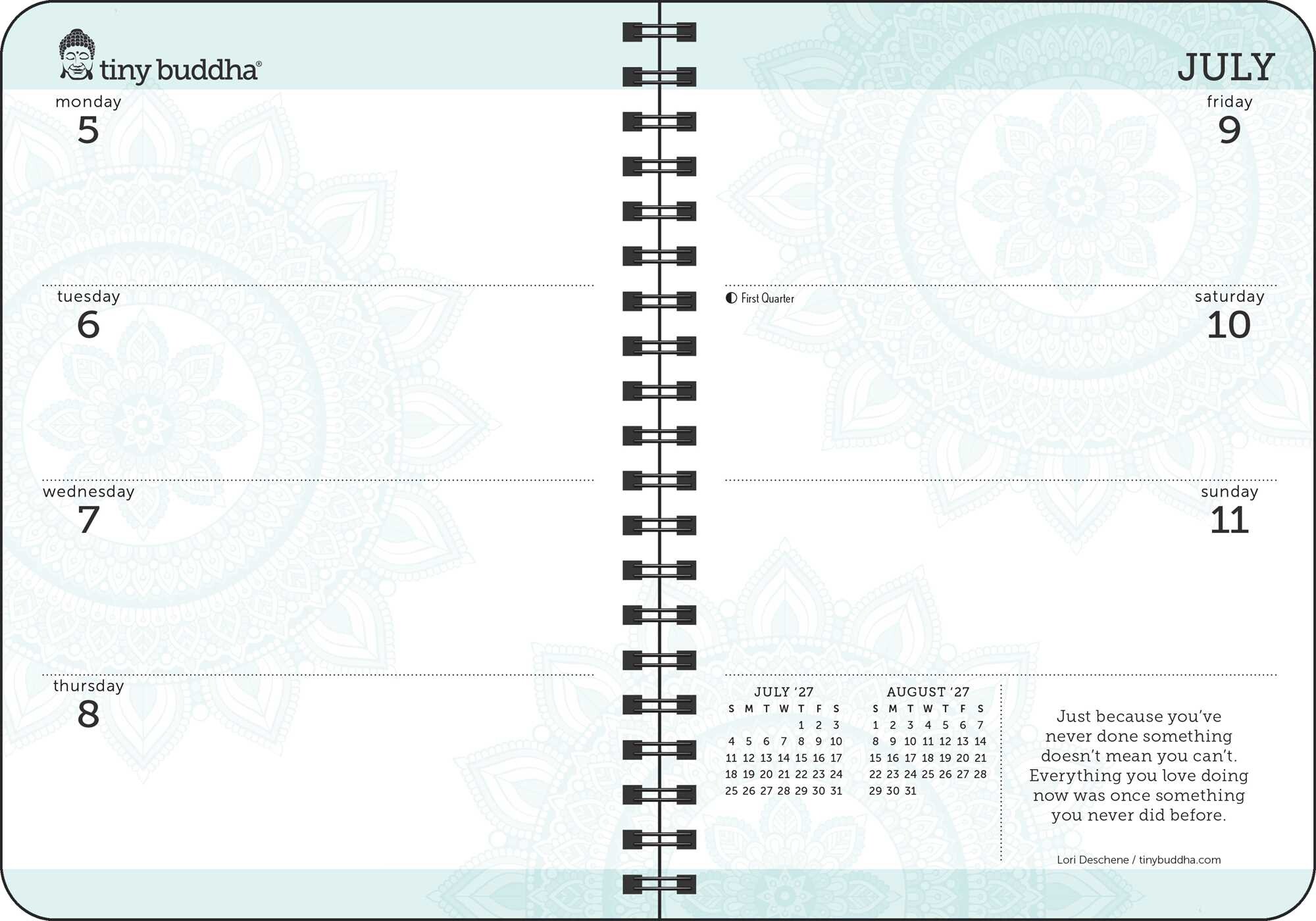 Tiny Buddha 2027 Monthly/Weekly Planner Calendar