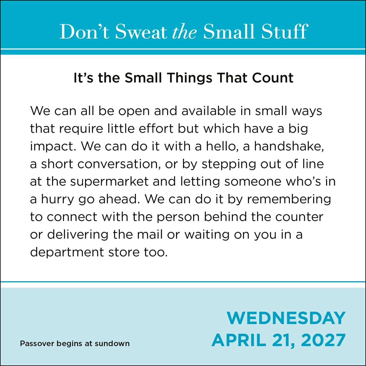 Don't Sweat the Small Stuff 2027 Day-to-Day Calendar
