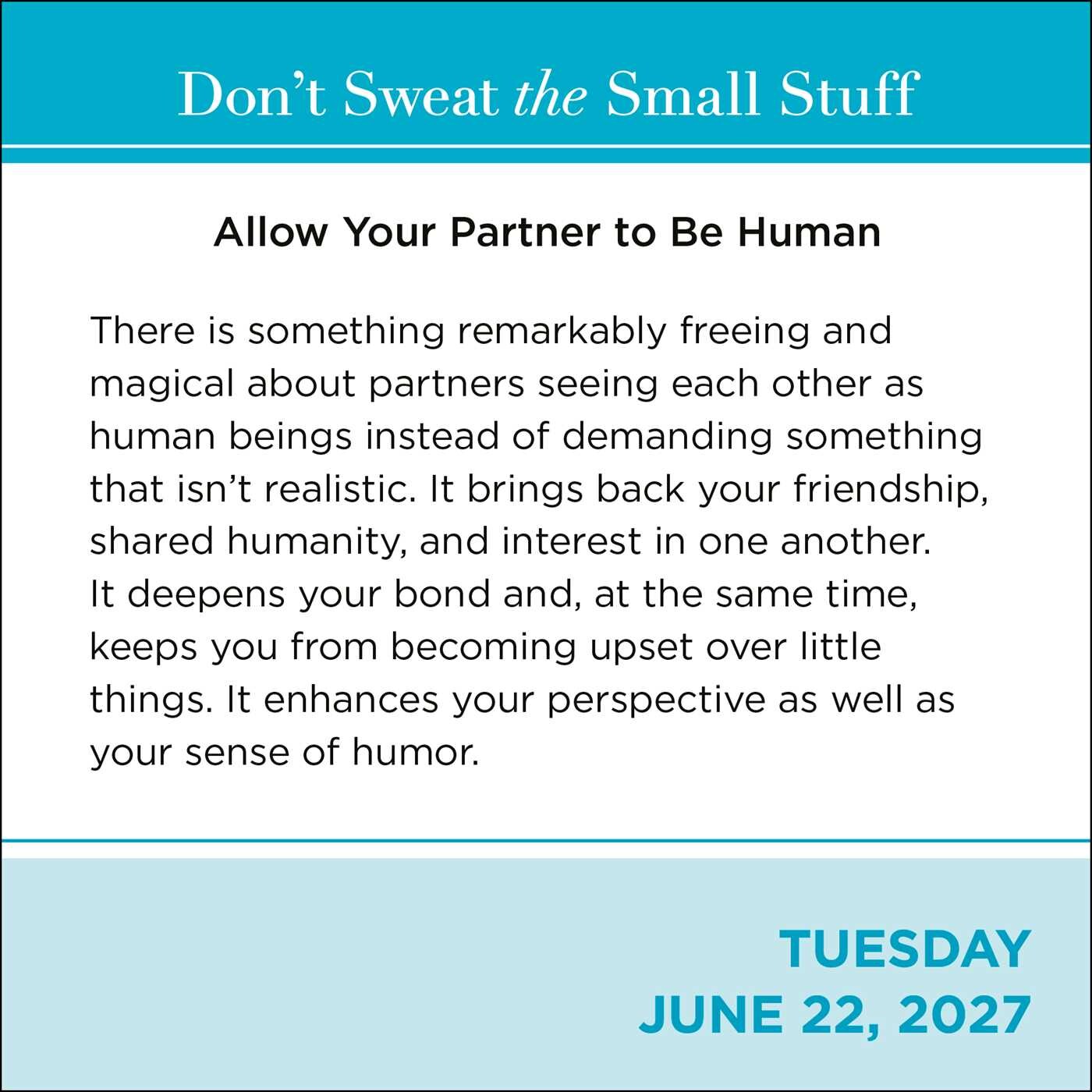 Don't Sweat the Small Stuff 2027 Day-to-Day Calendar