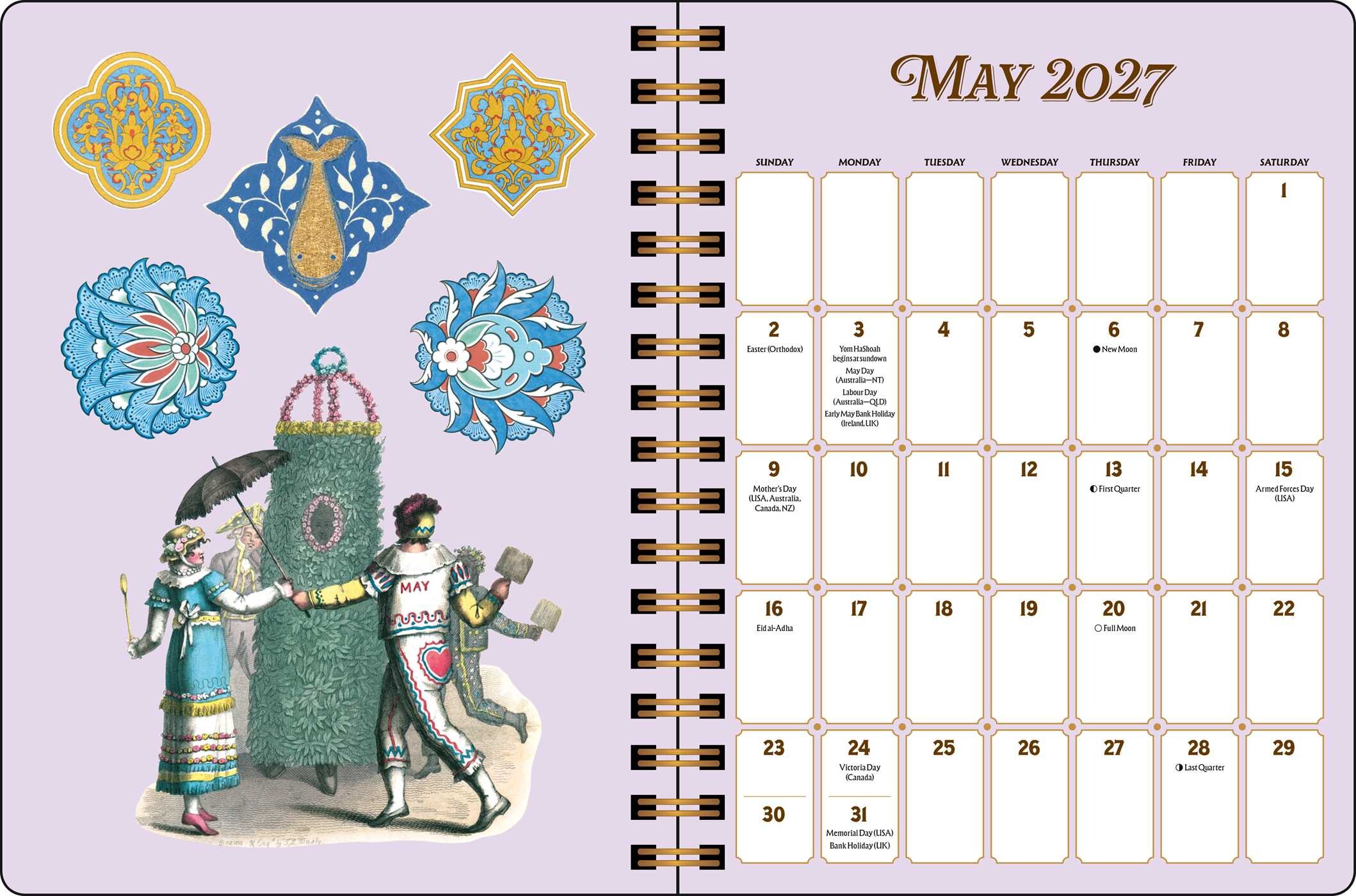 Antiquarian Sticker Book 2027 Monthly/Weekly Planner Calendar