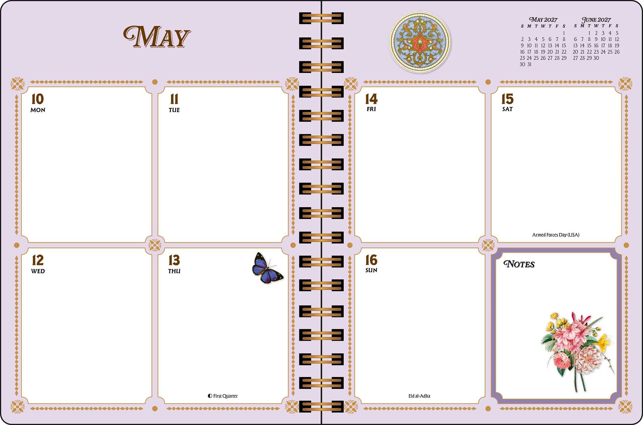 Antiquarian Sticker Book 2027 Monthly/Weekly Planner Calendar