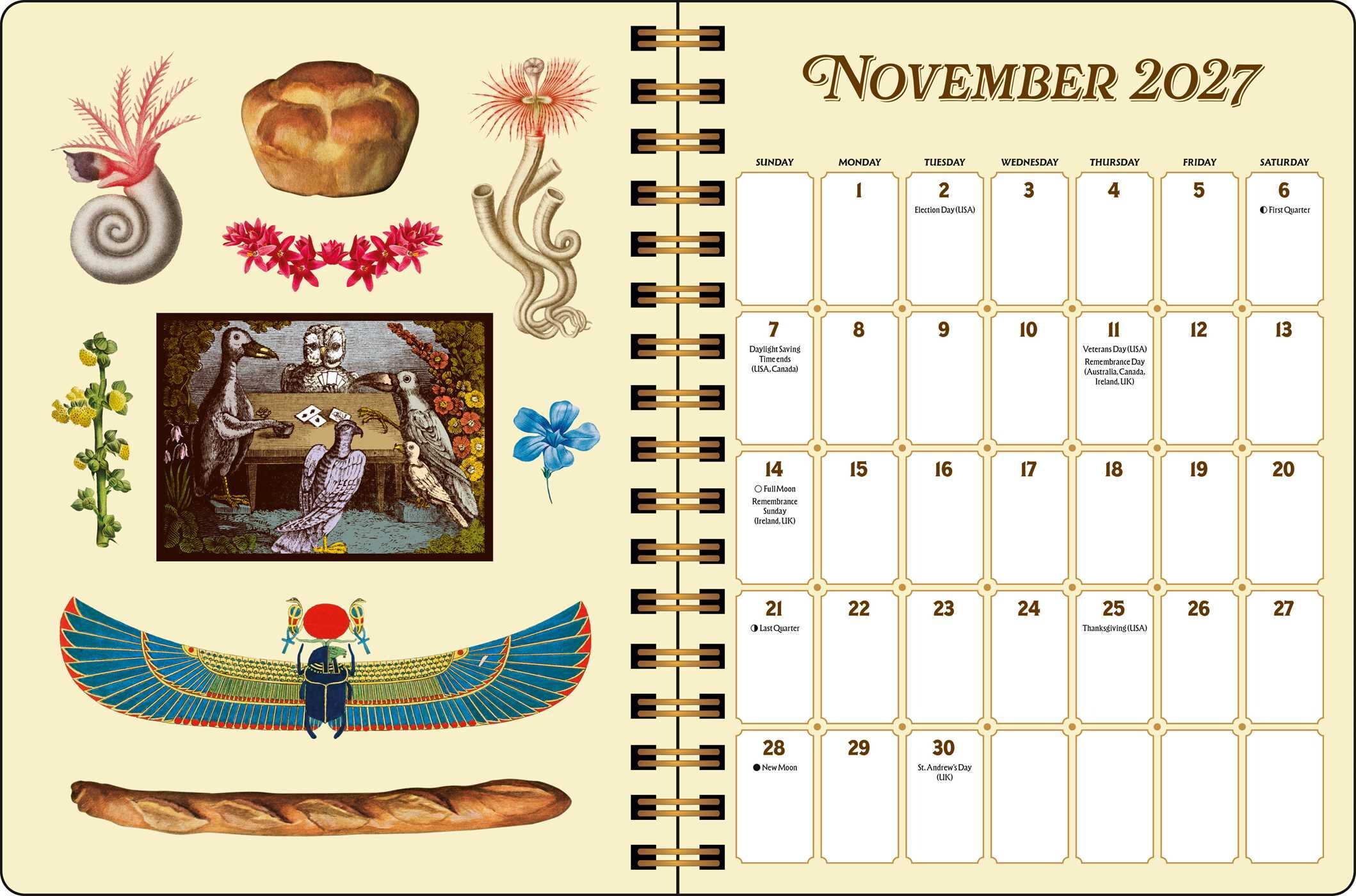 Antiquarian Sticker Book 2027 Monthly/Weekly Planner Calendar