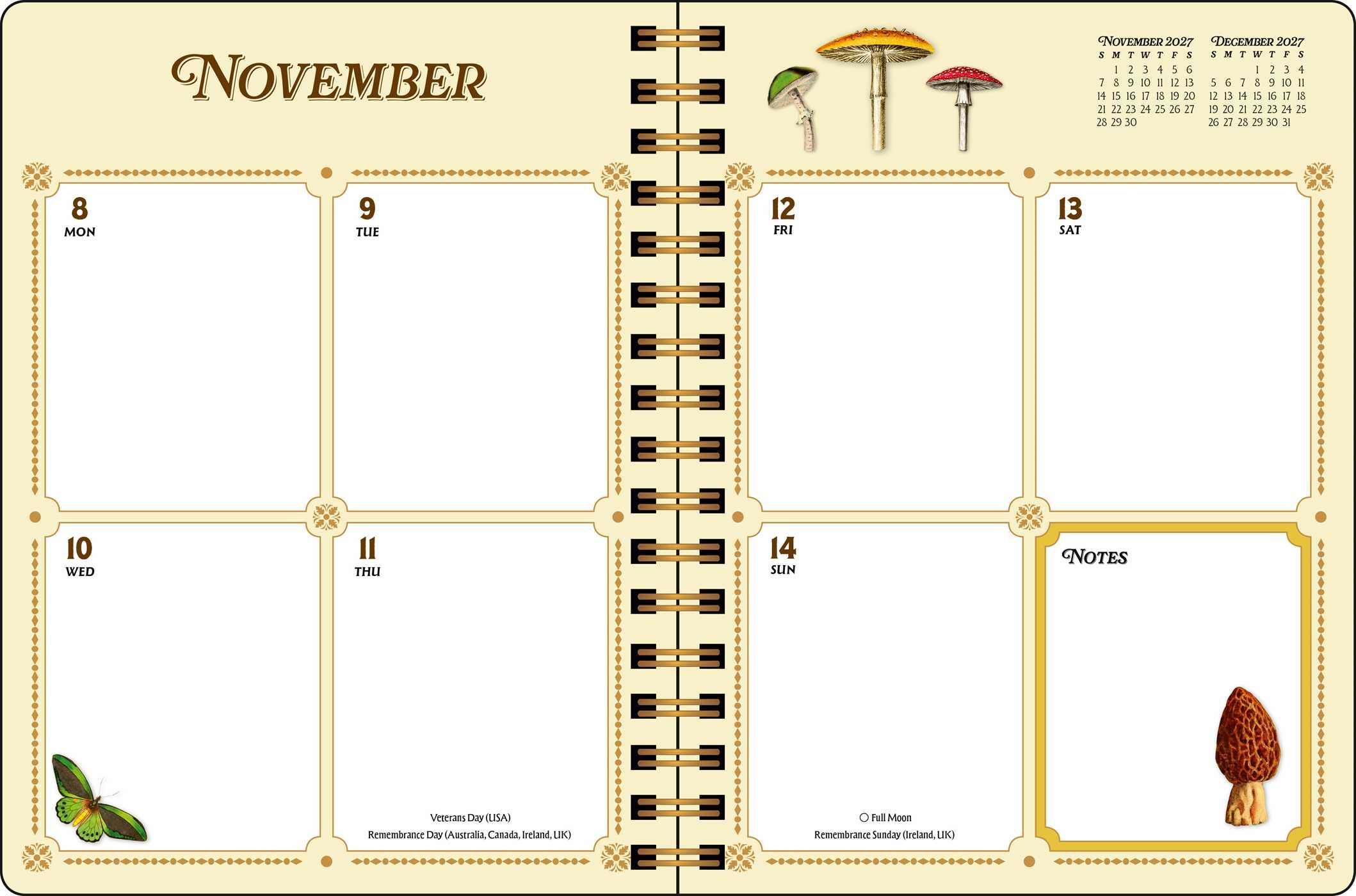 Antiquarian Sticker Book 2027 Monthly/Weekly Planner Calendar