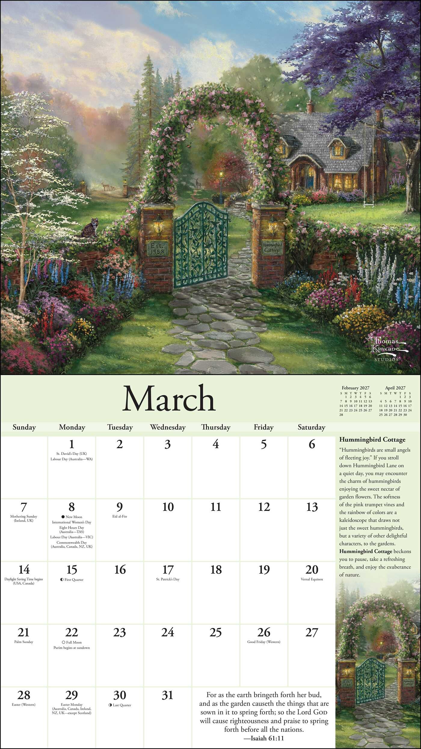 Thomas Kinkade Collector's Scripture Edition 2027 Deluxe Wall Calendar + Print