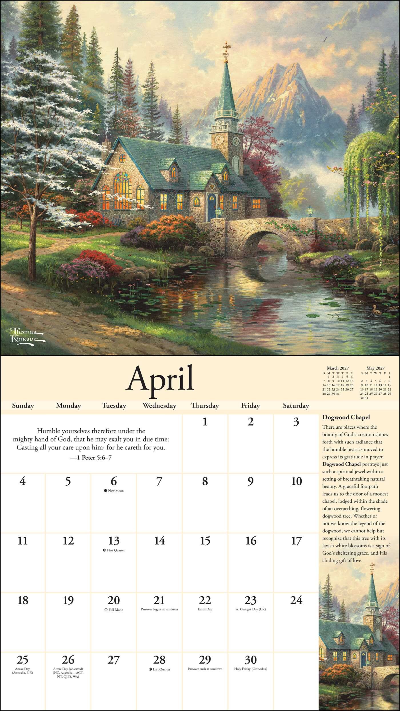 Thomas Kinkade Collector's Scripture Edition 2027 Deluxe Wall Calendar + Print