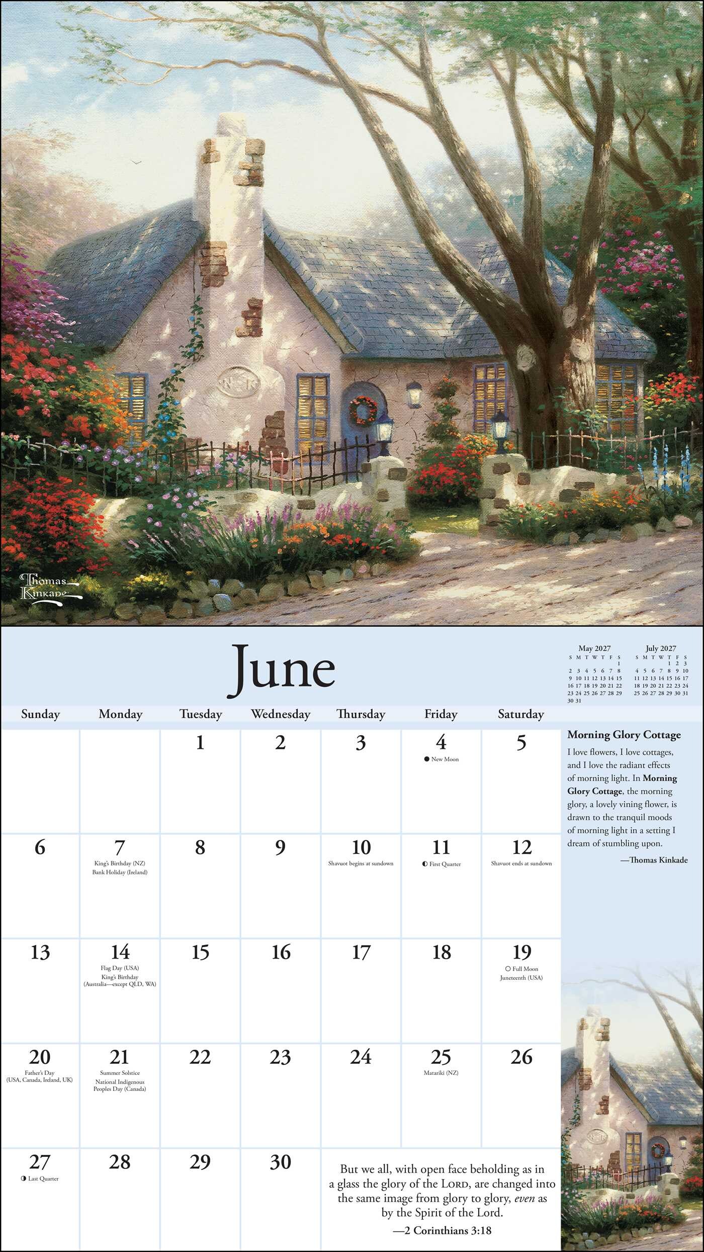 Thomas Kinkade Collector's Scripture Edition 2027 Deluxe Wall Calendar + Print