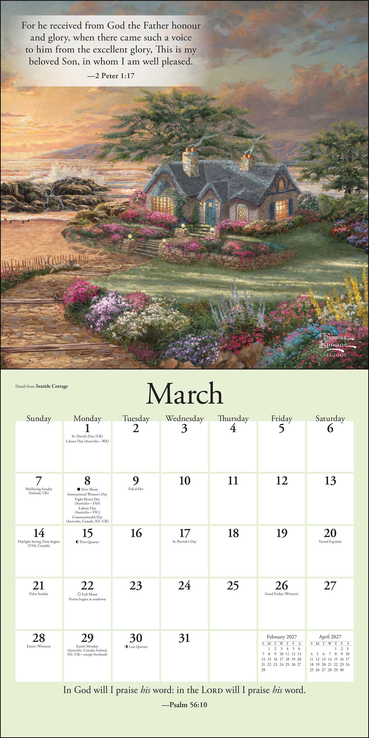 Thomas Kinkade Gardens of Grace 2027 Wall Calendar with Scripture