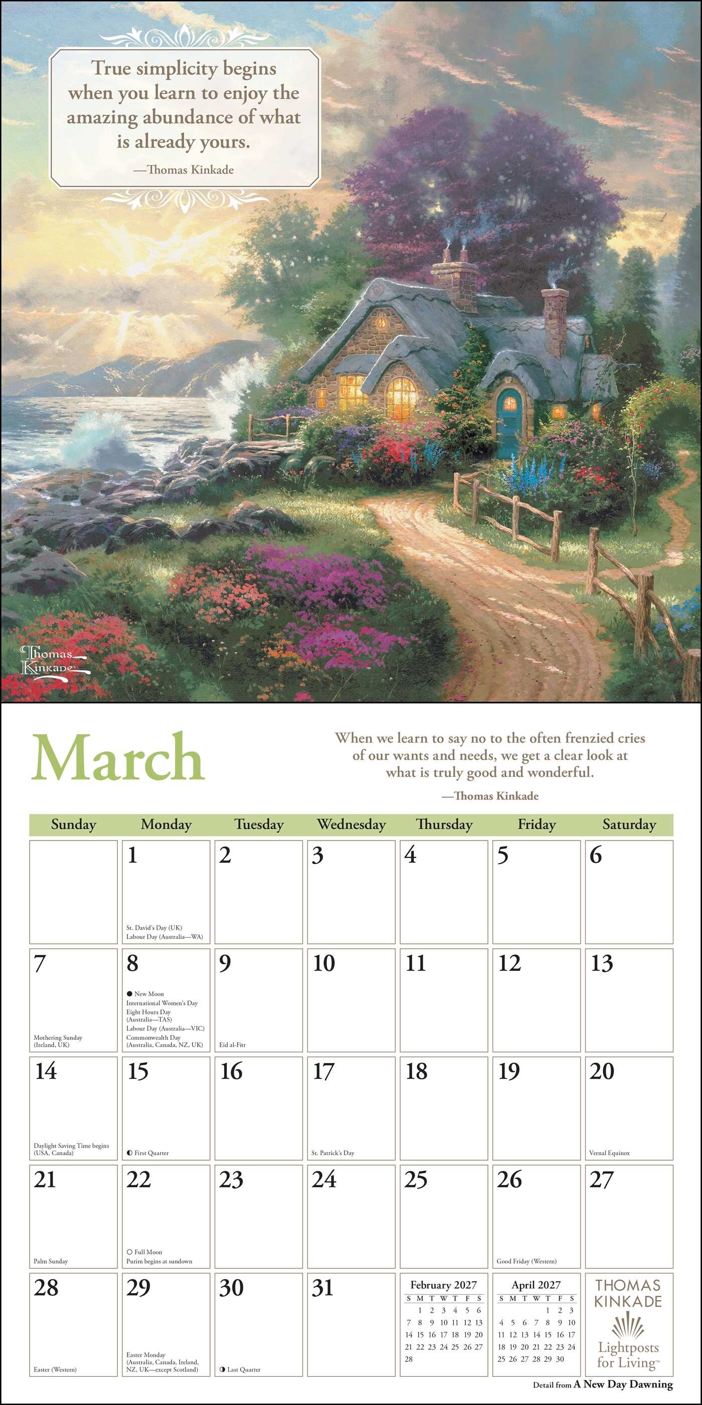 Thomas Kinkade Lightposts for Living 2027 Wall Calendar