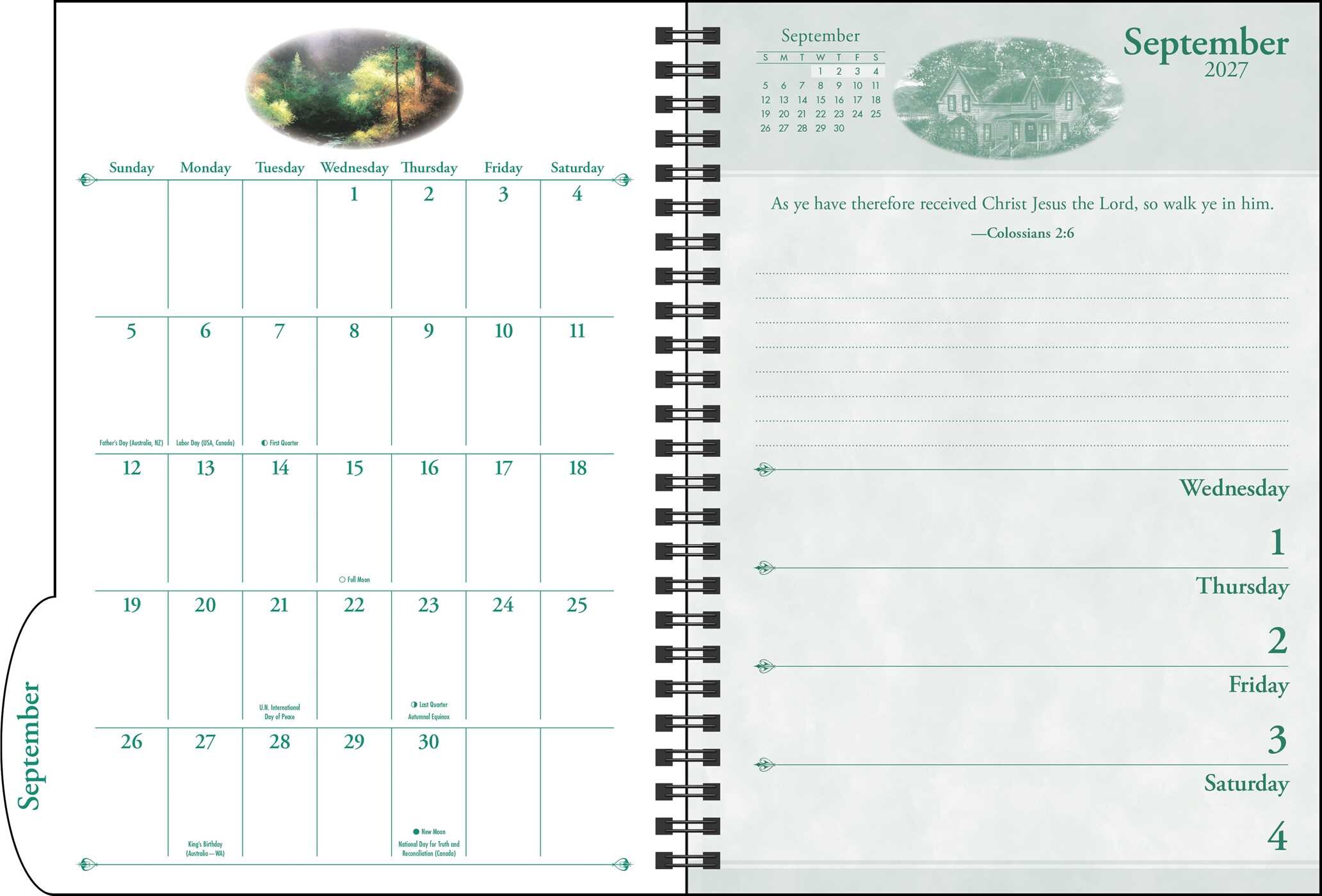 Thomas Kinkade Studios® 2027 Monthly/Weekly Engagement Calendar with Scripture