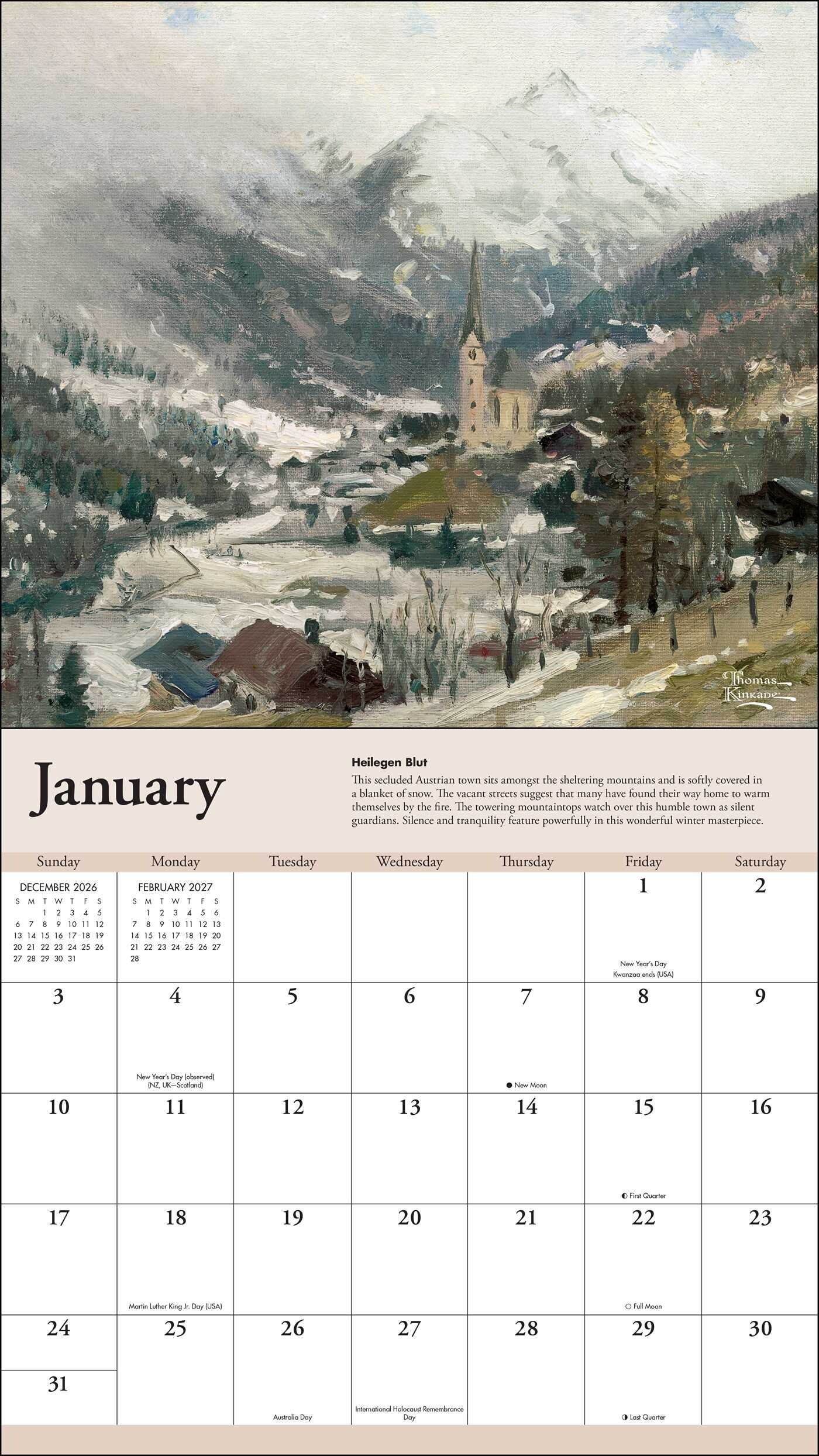 Thomas Kinkade Travels 2027 Deluxe Wall Calendar